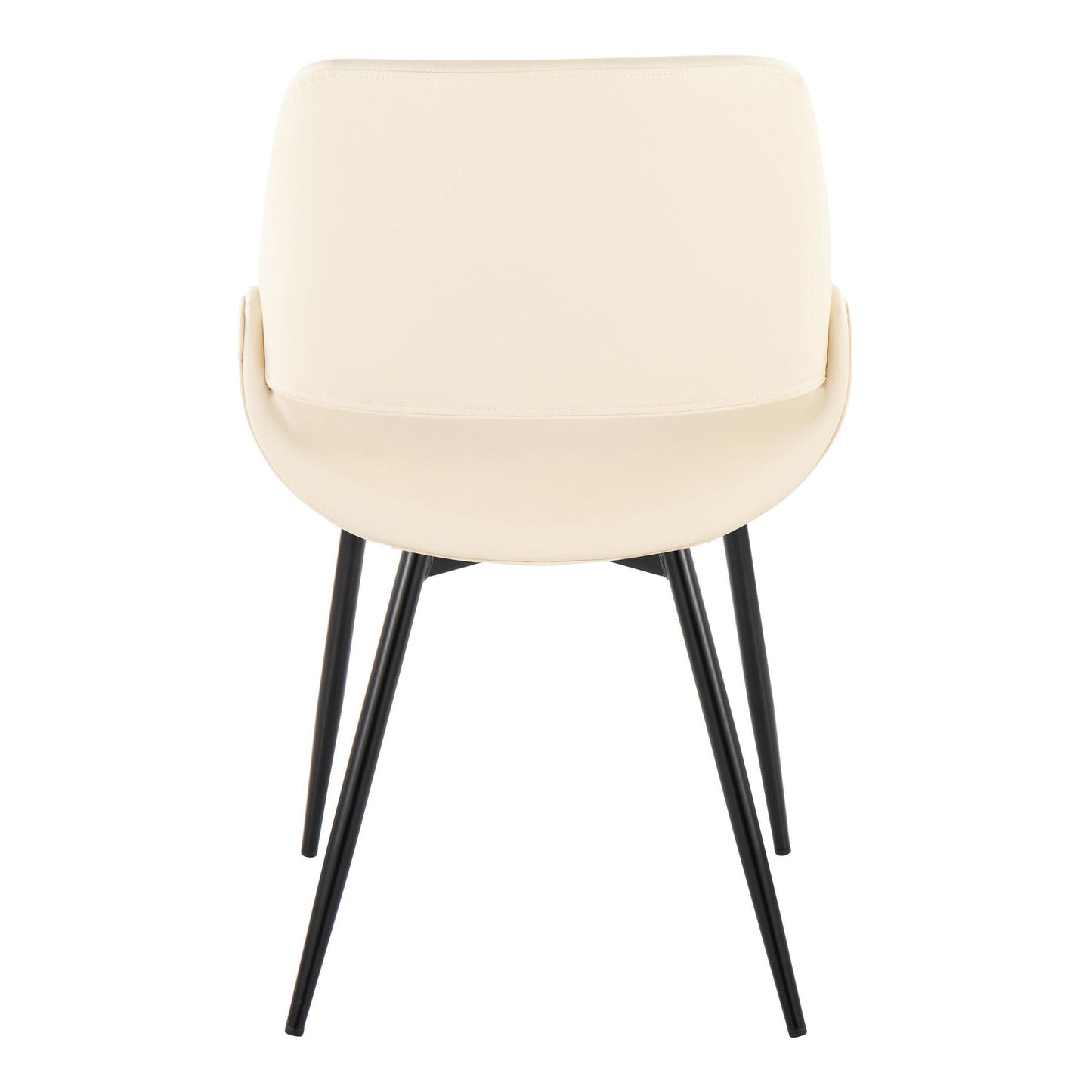 Mid-Century Modern Accent/Dining Chair in Black Metal and Cream Faux Leather by Majestic Office Furniture - Set of 2