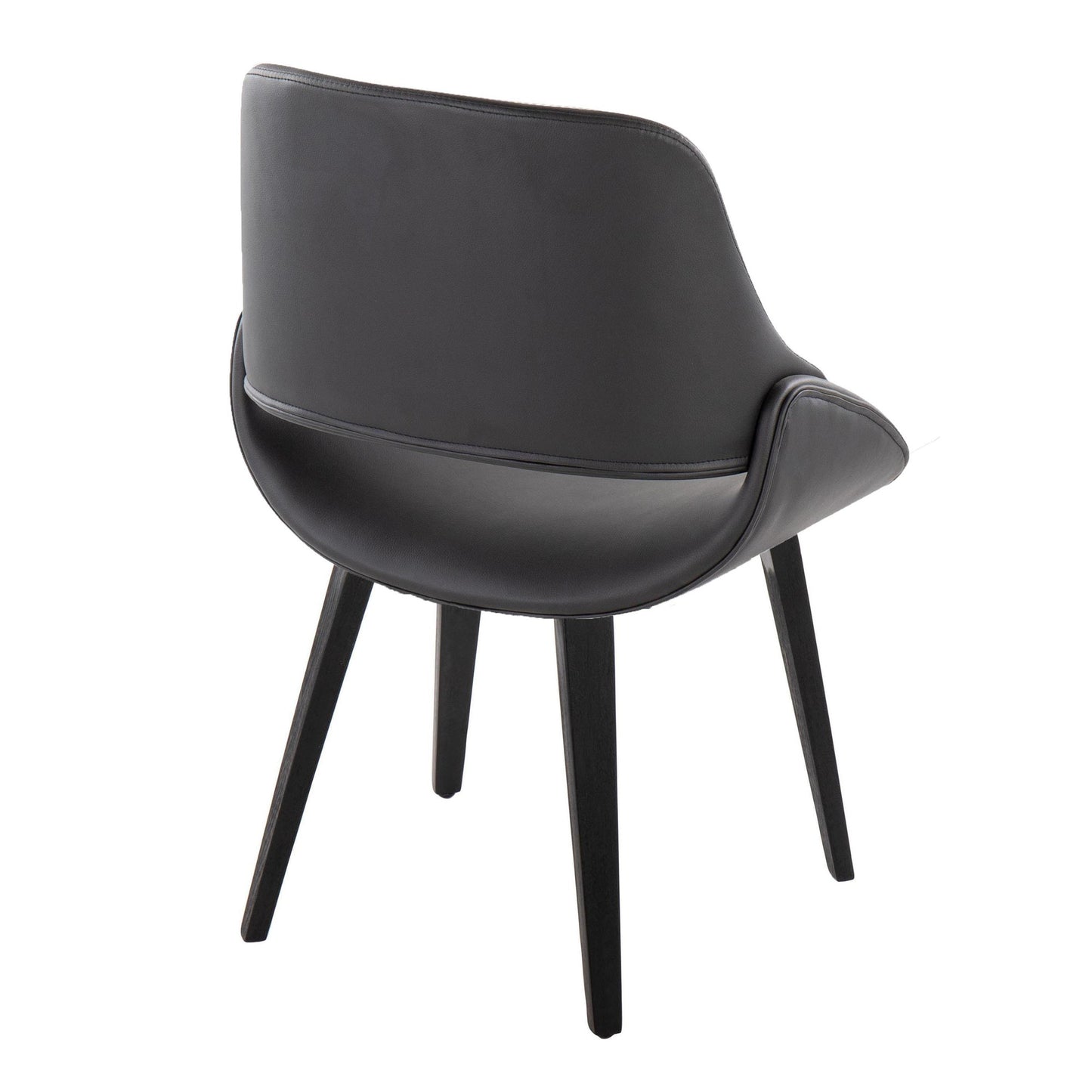 Mid-Century Modern Accent/Dining Chair in Black Metal and Cream Faux Leather by Majestic Office Furniture - Set of 2
