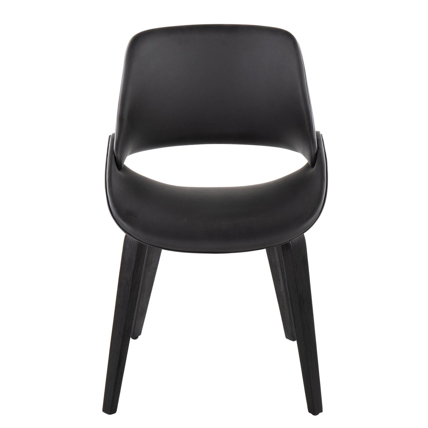 Mid-Century Modern Accent/Dining Chair in Black Metal and Cream Faux Leather by Majestic Office Furniture - Set of 2