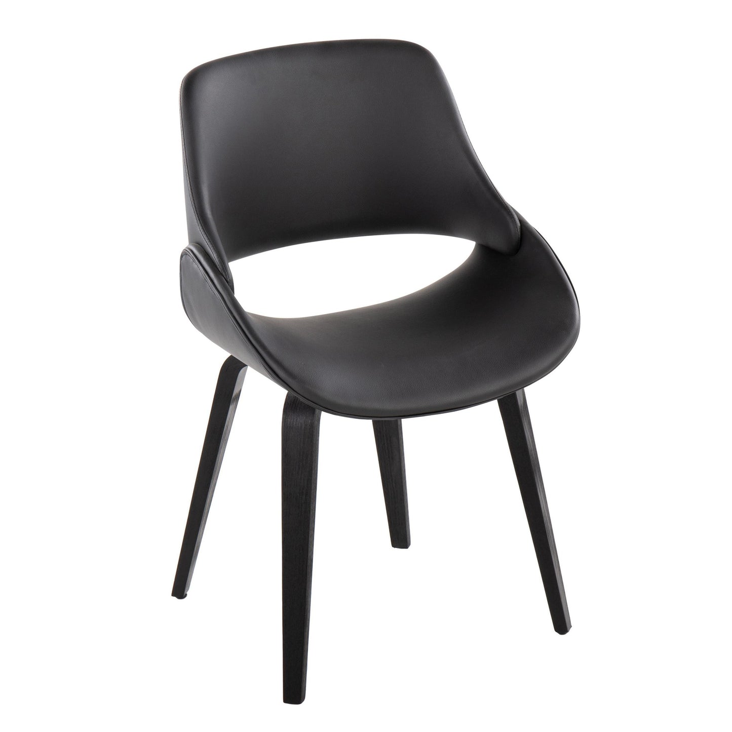 Mid-Century Modern Accent/Dining Chair in Black Metal and Cream Faux Leather by Majestic Office Furniture - Set of 2