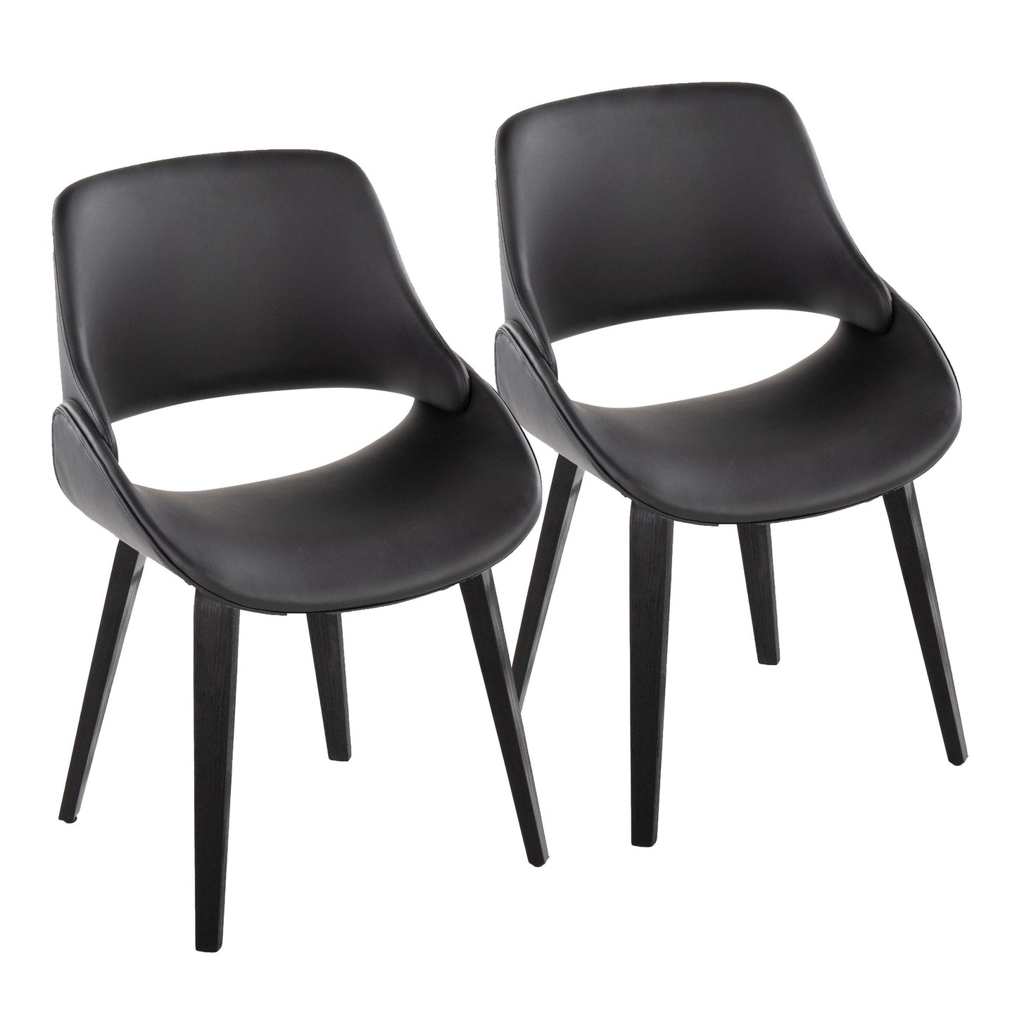 Mid-Century Modern Accent/Dining Chair in Black Metal and Cream Faux Leather by Majestic Office Furniture - Set of 2