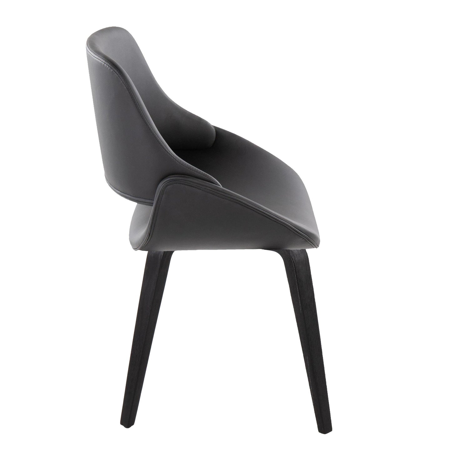 Mid-Century Modern Accent/Dining Chair in Black Metal and Cream Faux Leather by Majestic Office Furniture - Set of 2