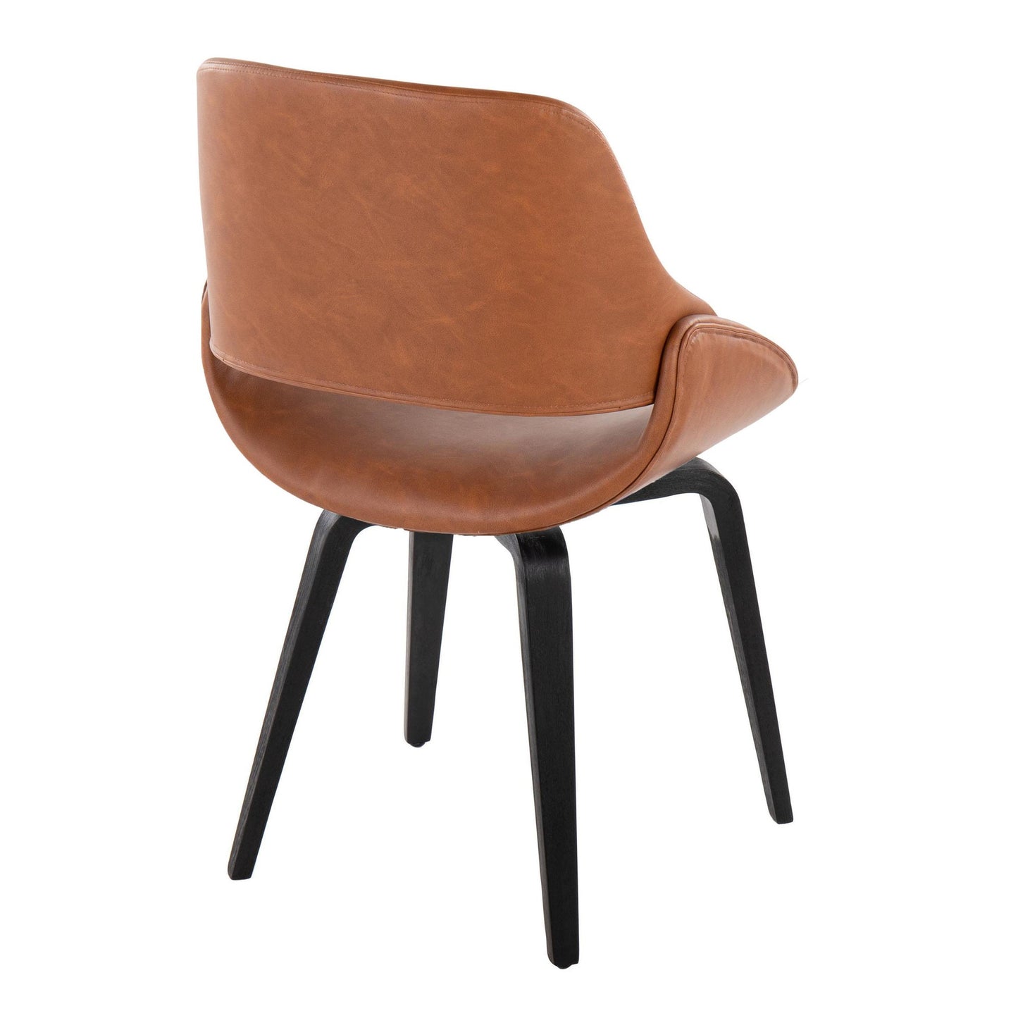 Mid-Century Modern Accent/Dining Chair in Black Metal and Cream Faux Leather by Majestic Office Furniture - Set of 2