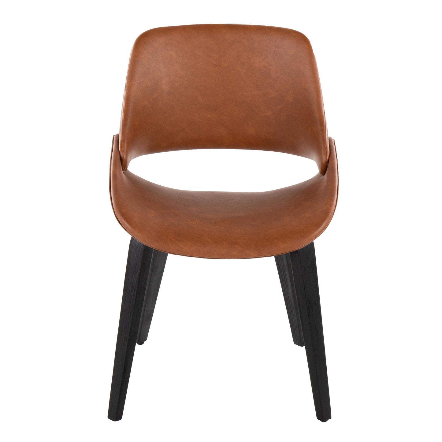 Mid-Century Modern Accent/Dining Chair in Black Metal and Cream Faux Leather by Majestic Office Furniture - Set of 2