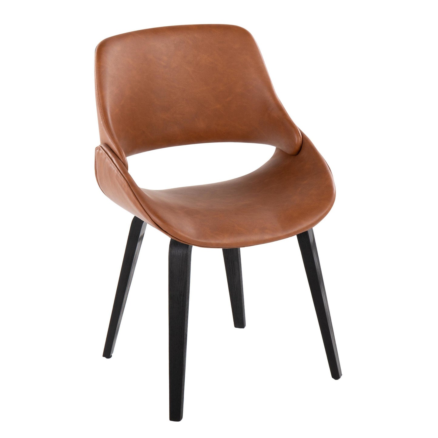 Mid-Century Modern Accent/Dining Chair in Black Metal and Cream Faux Leather by Majestic Office Furniture - Set of 2