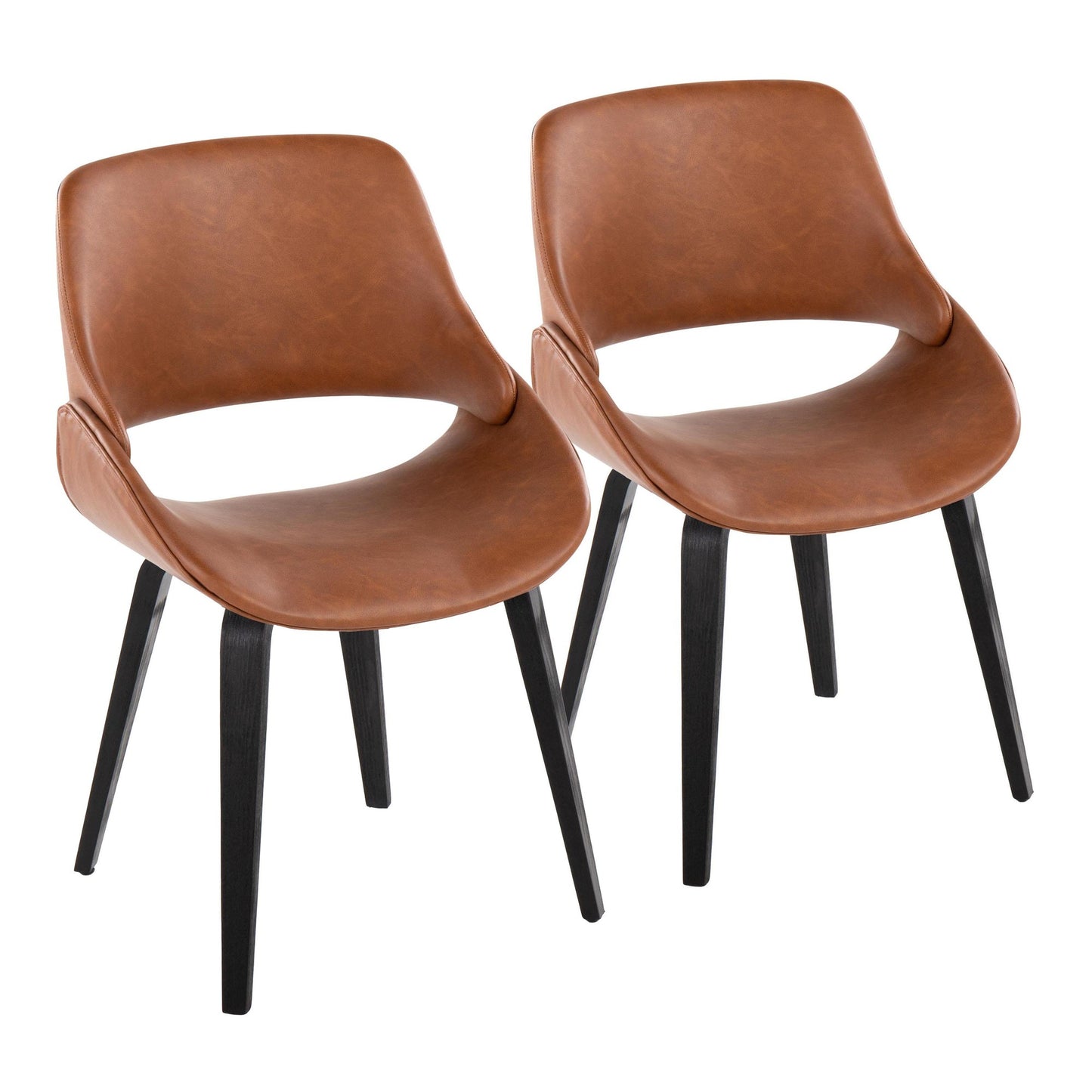 Mid-Century Modern Accent/Dining Chair in Black Metal and Cream Faux Leather by Majestic Office Furniture - Set of 2
