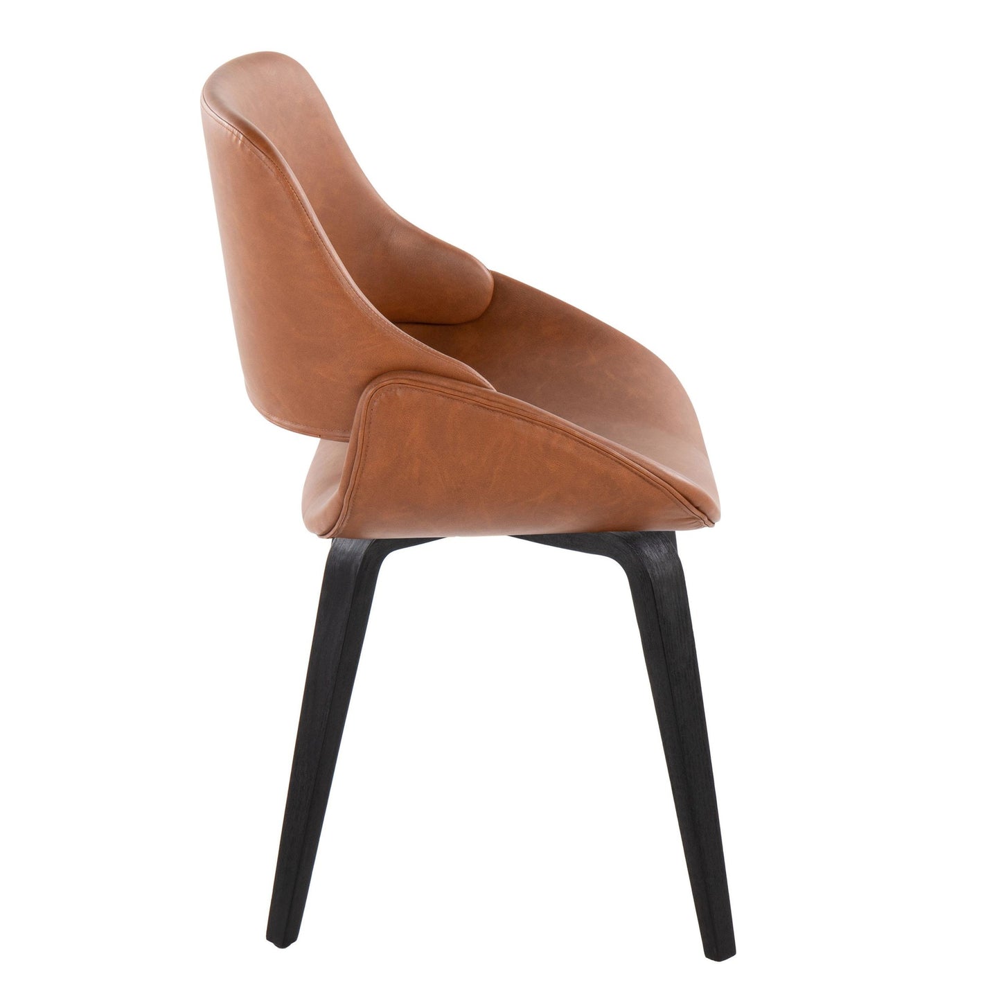 Mid-Century Modern Accent/Dining Chair in Black Metal and Cream Faux Leather by Majestic Office Furniture - Set of 2