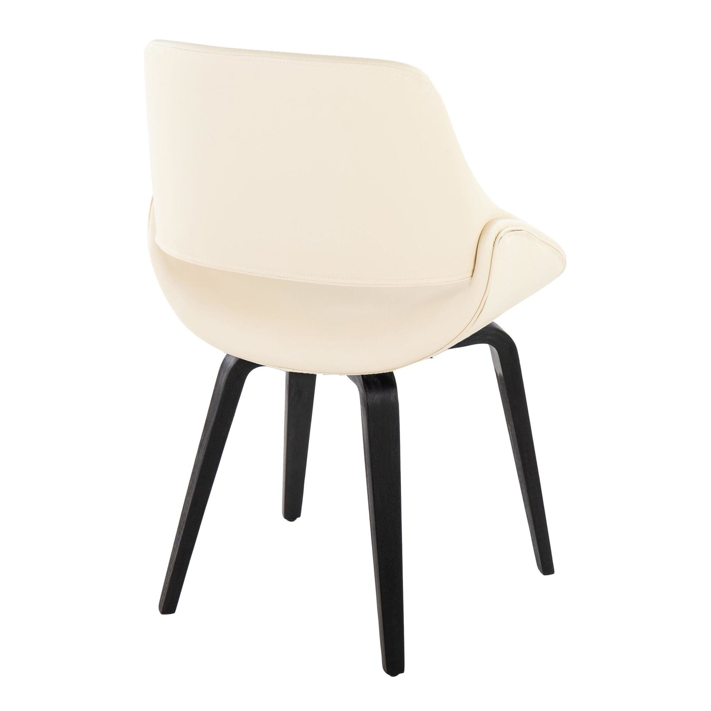 Mid-Century Modern Accent/Dining Chair in Black Metal and Cream Faux Leather by Majestic Office Furniture - Set of 2