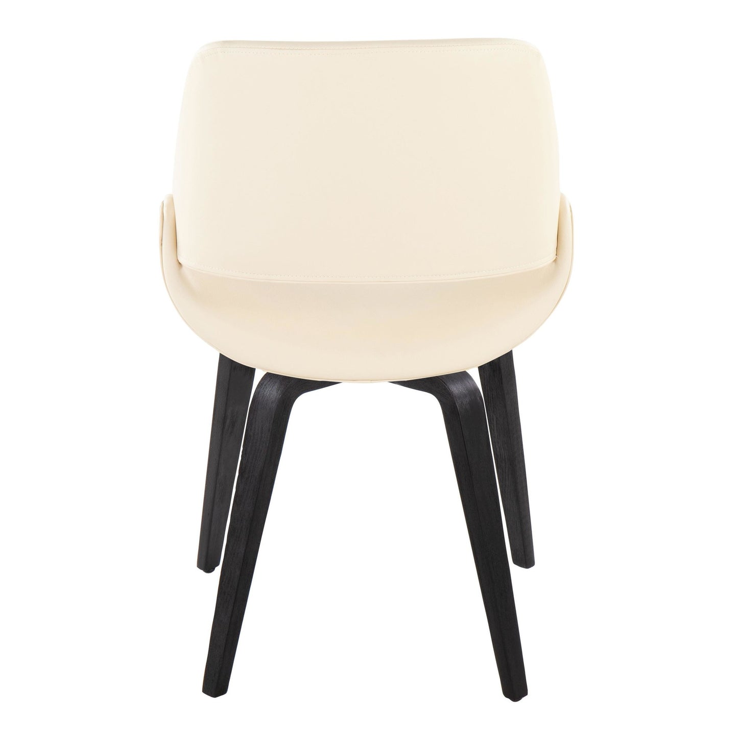 Mid-Century Modern Accent/Dining Chair in Black Metal and Cream Faux Leather by Majestic Office Furniture - Set of 2