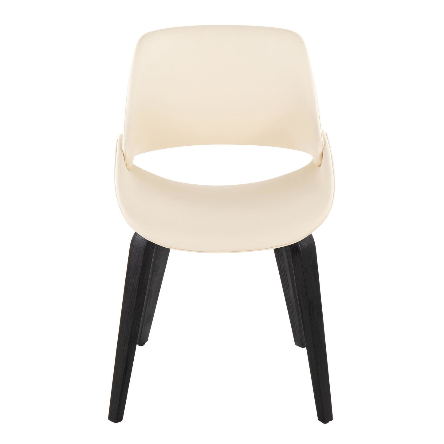 Mid-Century Modern Accent/Dining Chair in Black Metal and Cream Faux Leather by Majestic Office Furniture - Set of 2