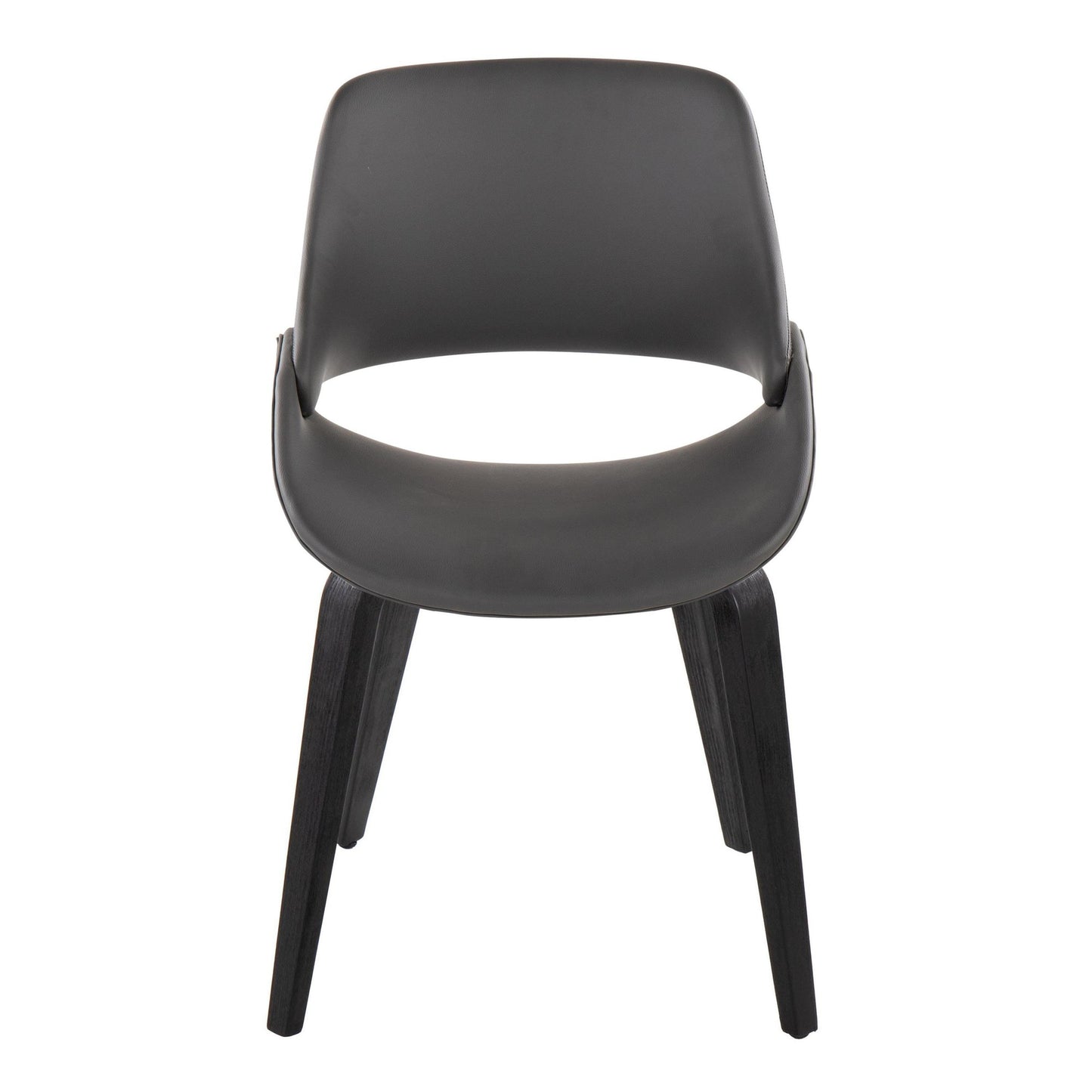 Mid-Century Modern Accent/Dining Chair in Black Metal and Cream Faux Leather by Majestic Office Furniture - Set of 2