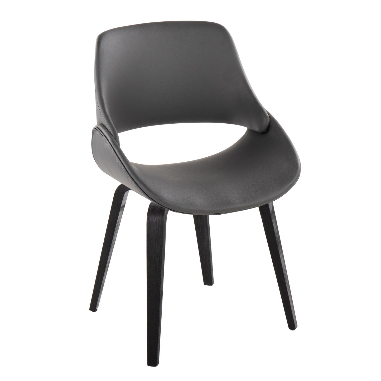 Mid-Century Modern Accent/Dining Chair in Black Metal and Cream Faux Leather by Majestic Office Furniture - Set of 2
