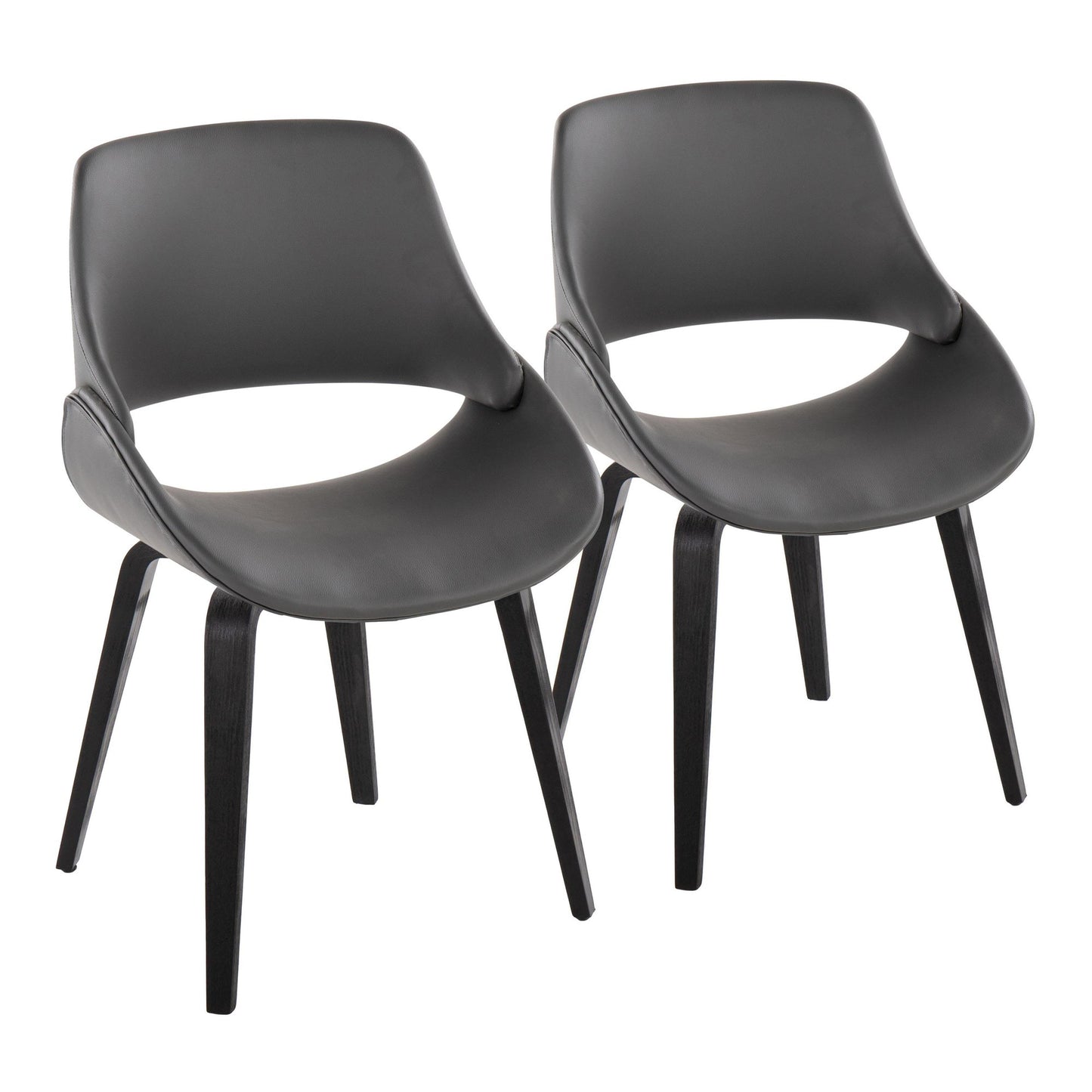 Mid-Century Modern Accent/Dining Chair in Black Metal and Cream Faux Leather by Majestic Office Furniture - Set of 2