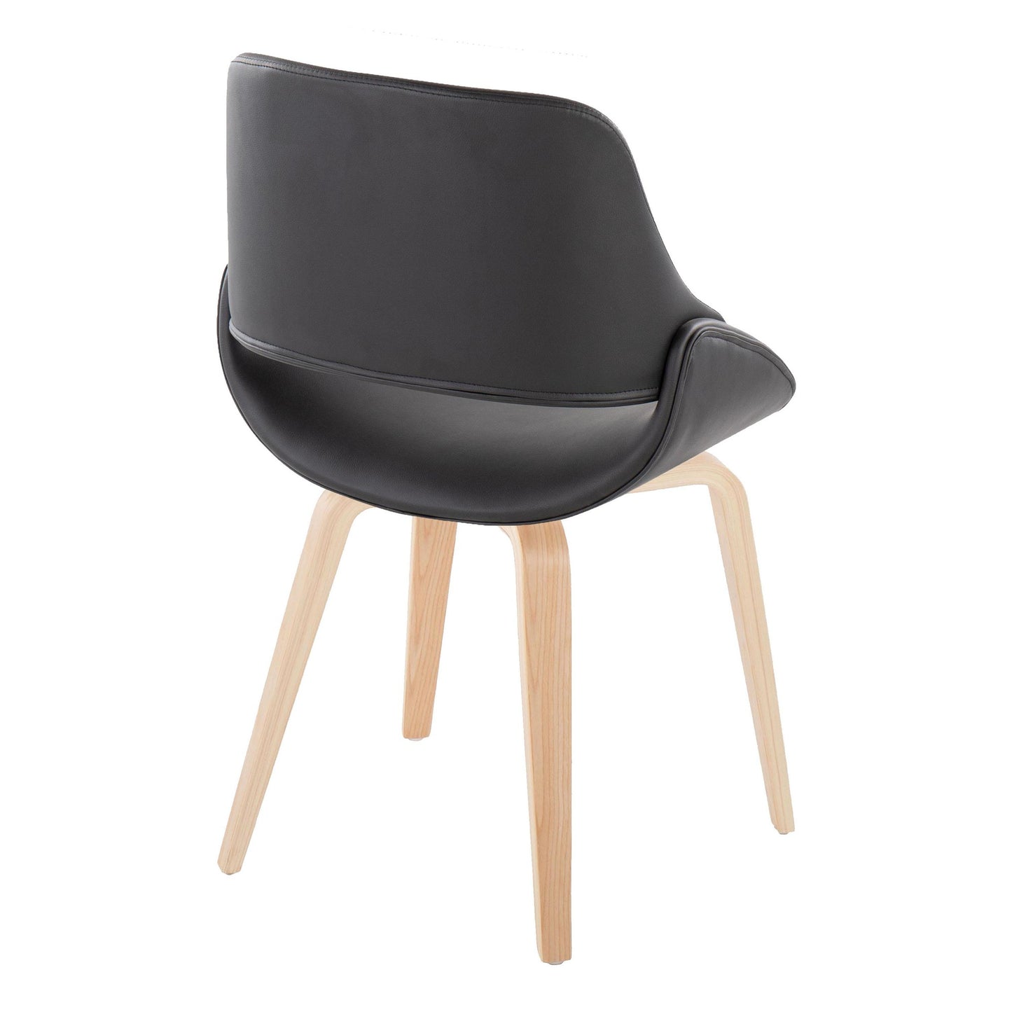 Mid-Century Modern Accent/Dining Chair in Black Metal and Cream Faux Leather by Majestic Office Furniture - Set of 2
