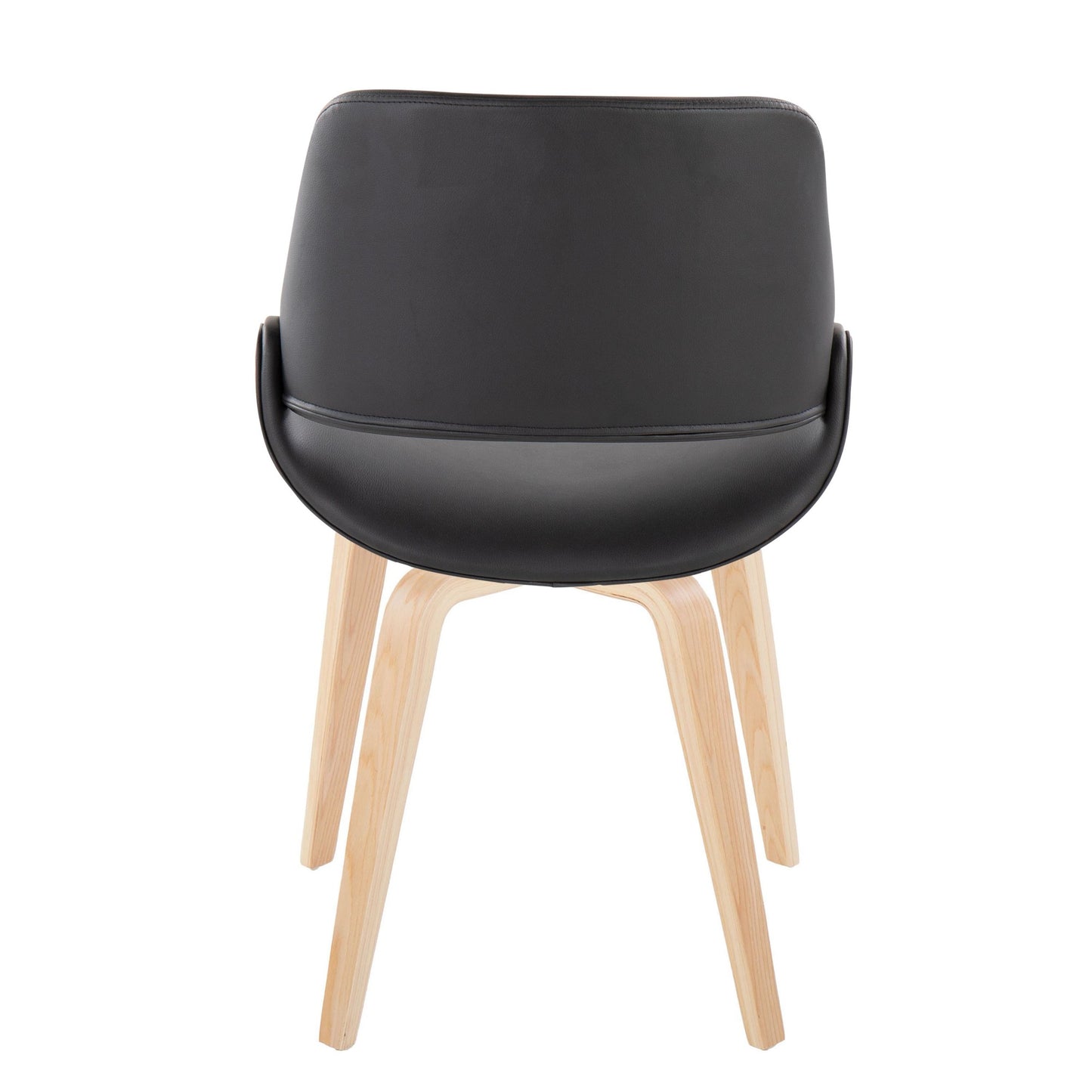 Mid-Century Modern Accent/Dining Chair in Black Metal and Cream Faux Leather by Majestic Office Furniture - Set of 2