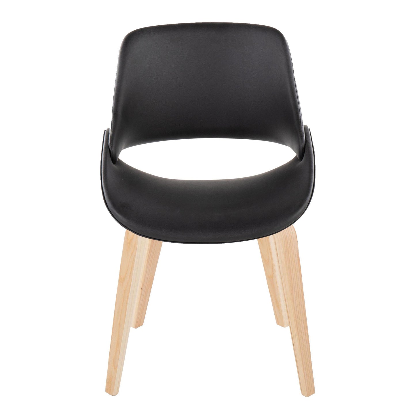 Mid-Century Modern Accent/Dining Chair in Black Metal and Cream Faux Leather by Majestic Office Furniture - Set of 2