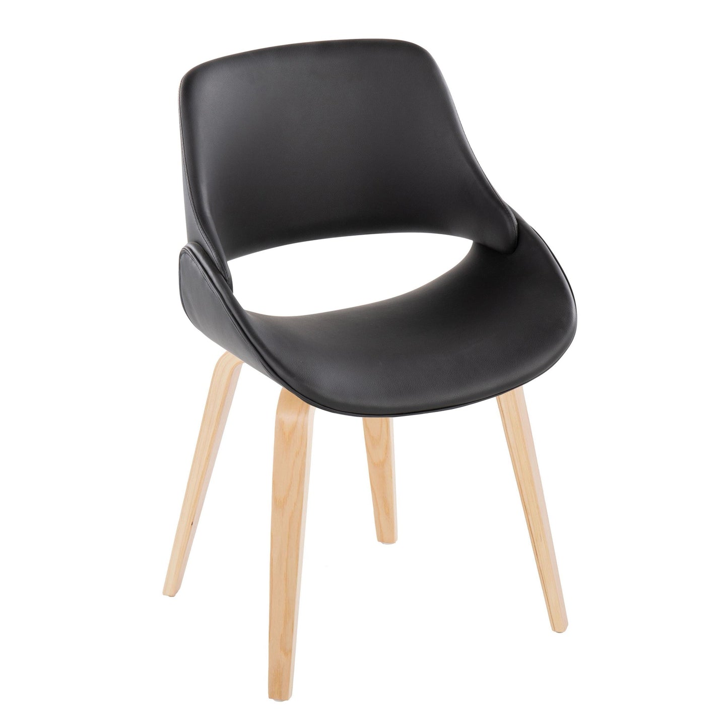 Mid-Century Modern Accent/Dining Chair in Black Metal and Cream Faux Leather by Majestic Office Furniture - Set of 2