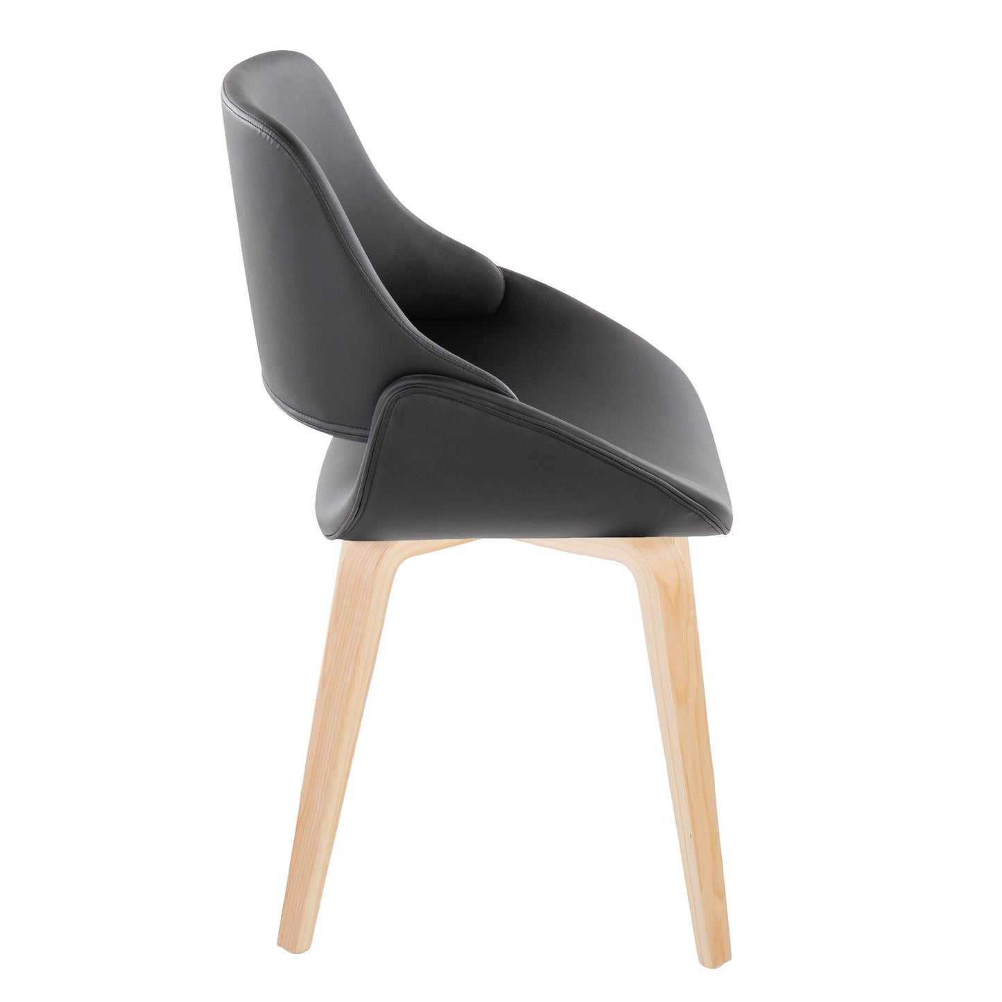 Mid-Century Modern Accent/Dining Chair in Black Metal and Cream Faux Leather by Majestic Office Furniture - Set of 2