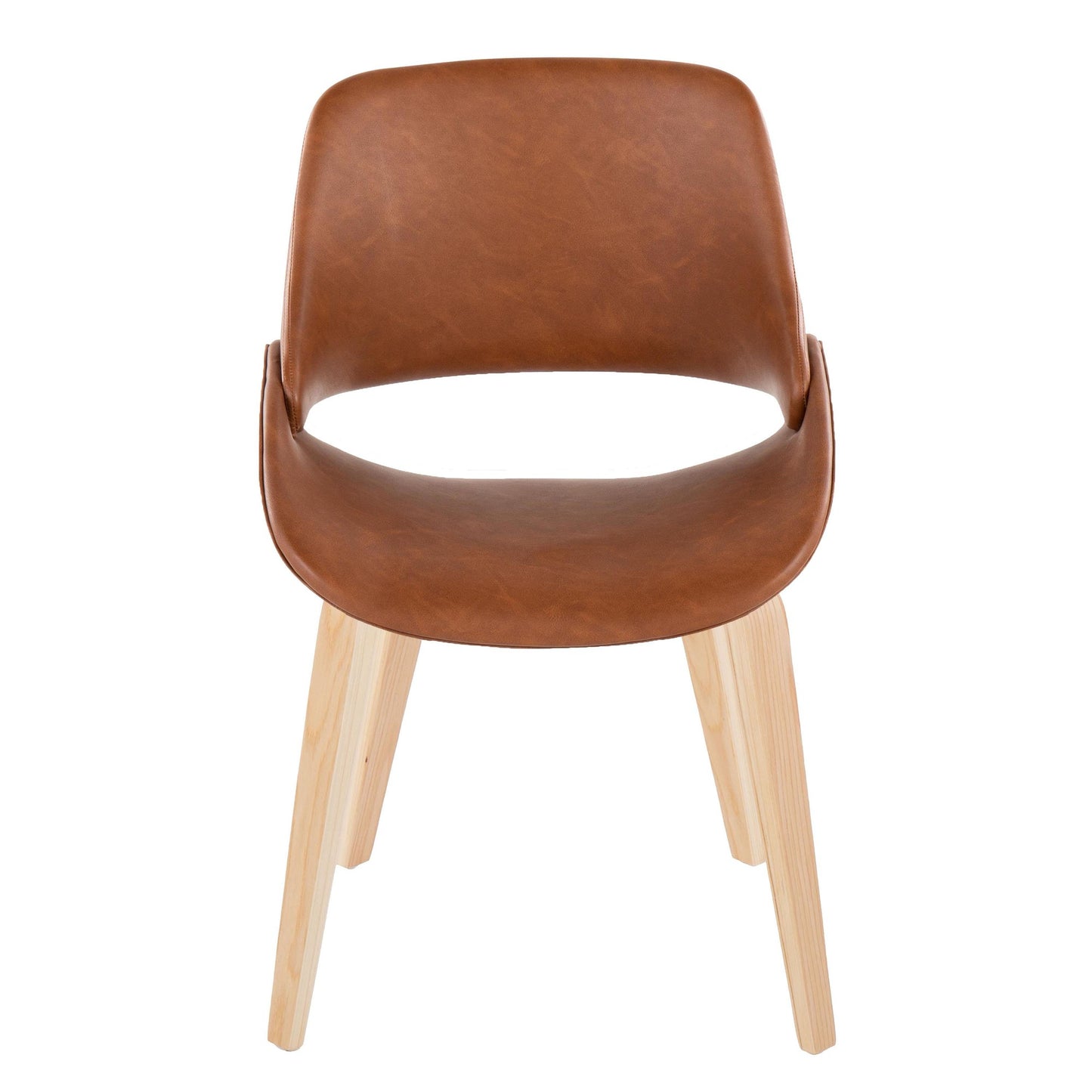 Mid-Century Modern Accent/Dining Chair in Black Metal and Cream Faux Leather by Majestic Office Furniture - Set of 2