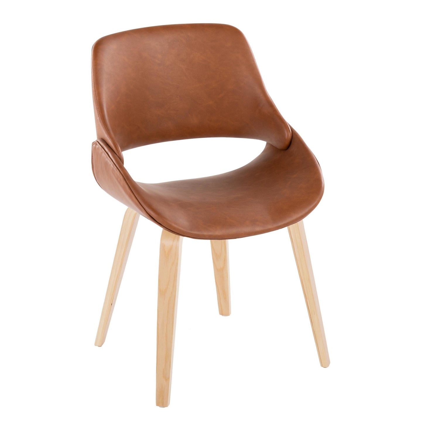 Mid-Century Modern Accent/Dining Chair in Black Metal and Cream Faux Leather by Majestic Office Furniture - Set of 2