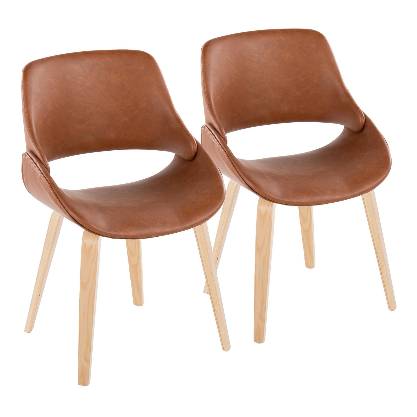 Mid-Century Modern Accent/Dining Chair in Black Metal and Cream Faux Leather by Majestic Office Furniture - Set of 2