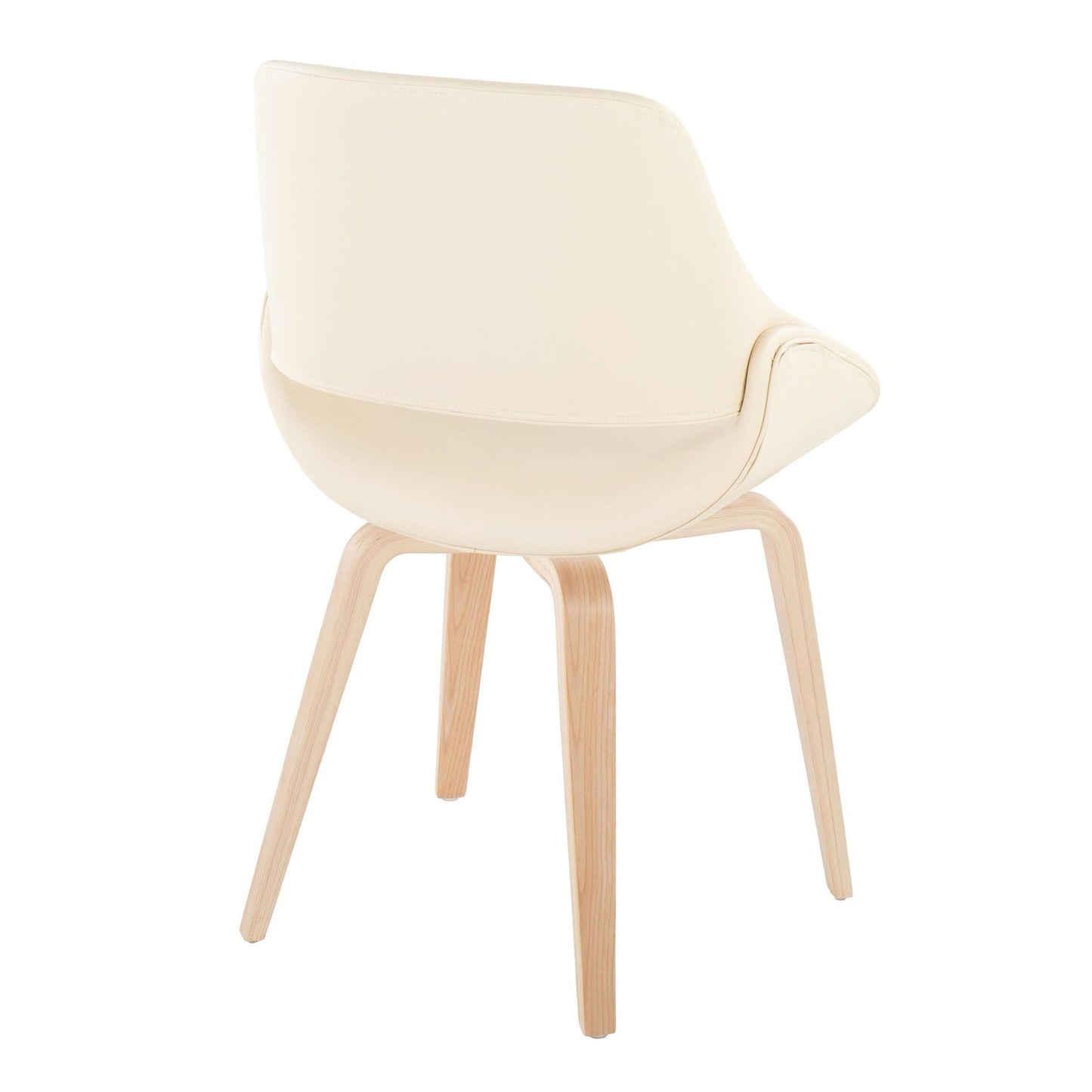 Mid-Century Modern Accent/Dining Chair in Black Metal and Cream Faux Leather by Majestic Office Furniture - Set of 2