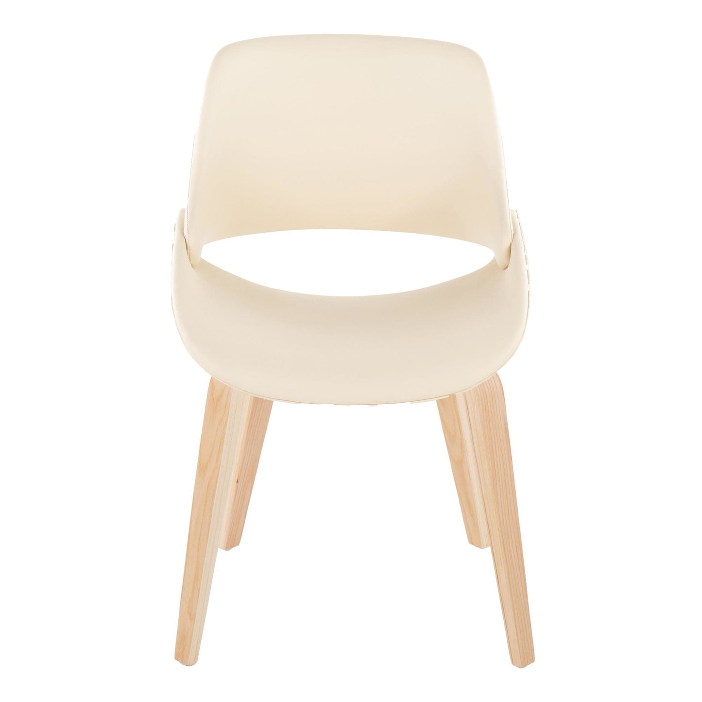 Mid-Century Modern Accent/Dining Chair in Black Metal and Cream Faux Leather by Majestic Office Furniture - Set of 2