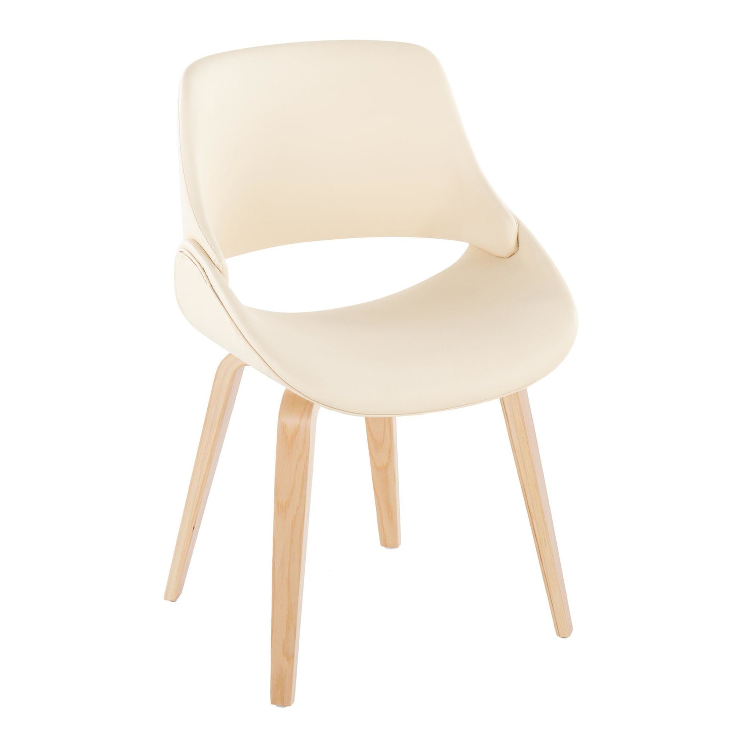 Mid-Century Modern Accent/Dining Chair in Black Metal and Cream Faux Leather by Majestic Office Furniture - Set of 2