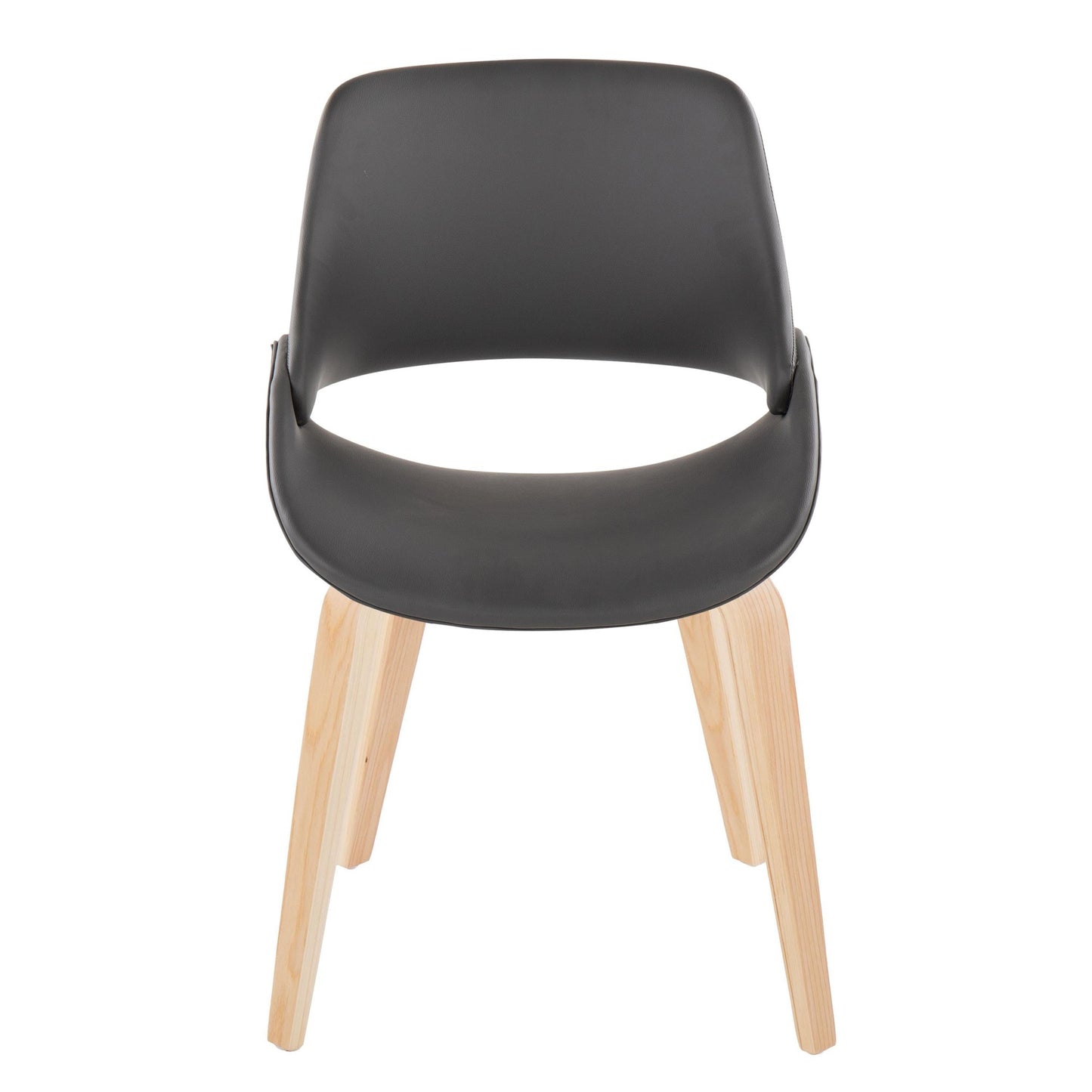Mid-Century Modern Accent/Dining Chair in Black Metal and Cream Faux Leather by Majestic Office Furniture - Set of 2