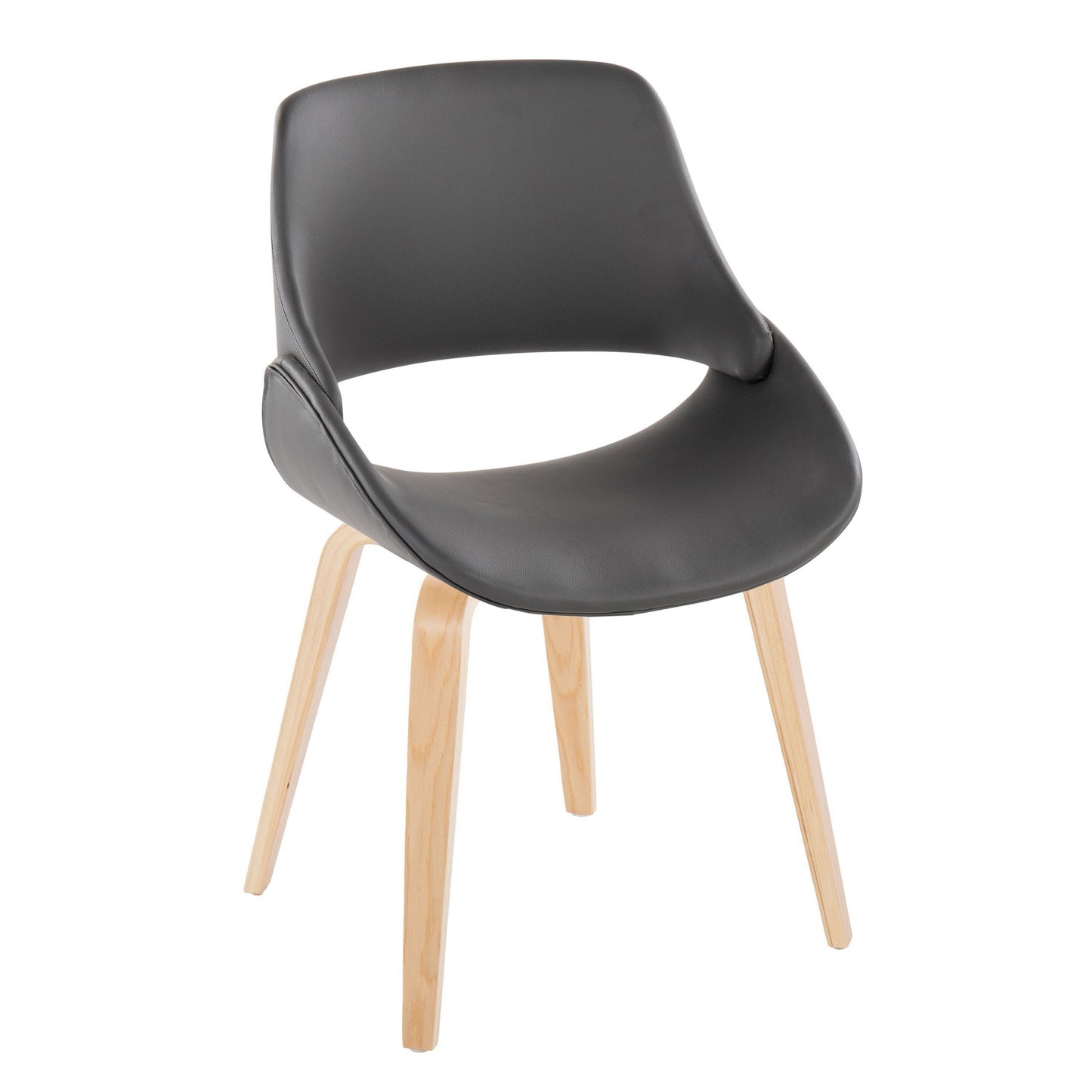 Mid-Century Modern Accent/Dining Chair in Black Metal and Cream Faux Leather by Majestic Office Furniture - Set of 2