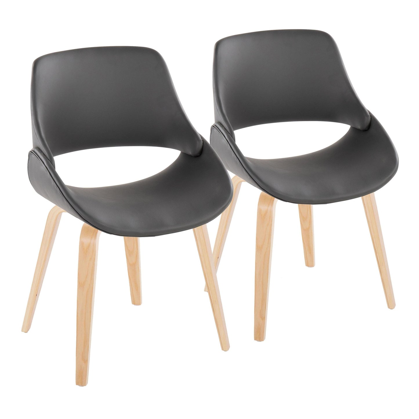 Mid-Century Modern Accent/Dining Chair in Black Metal and Cream Faux Leather by Majestic Office Furniture - Set of 2