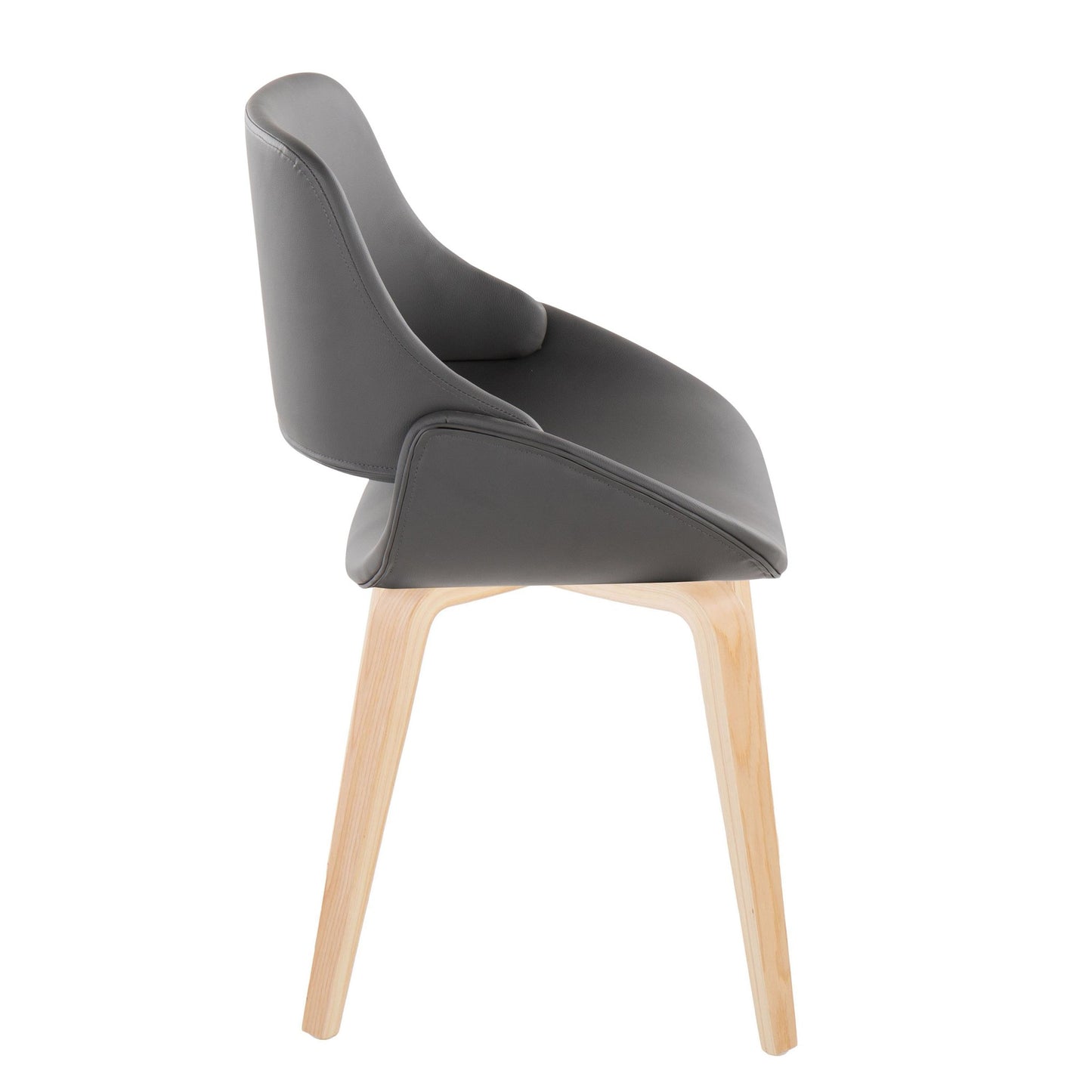 Mid-Century Modern Accent/Dining Chair in Black Metal and Cream Faux Leather by Majestic Office Furniture - Set of 2