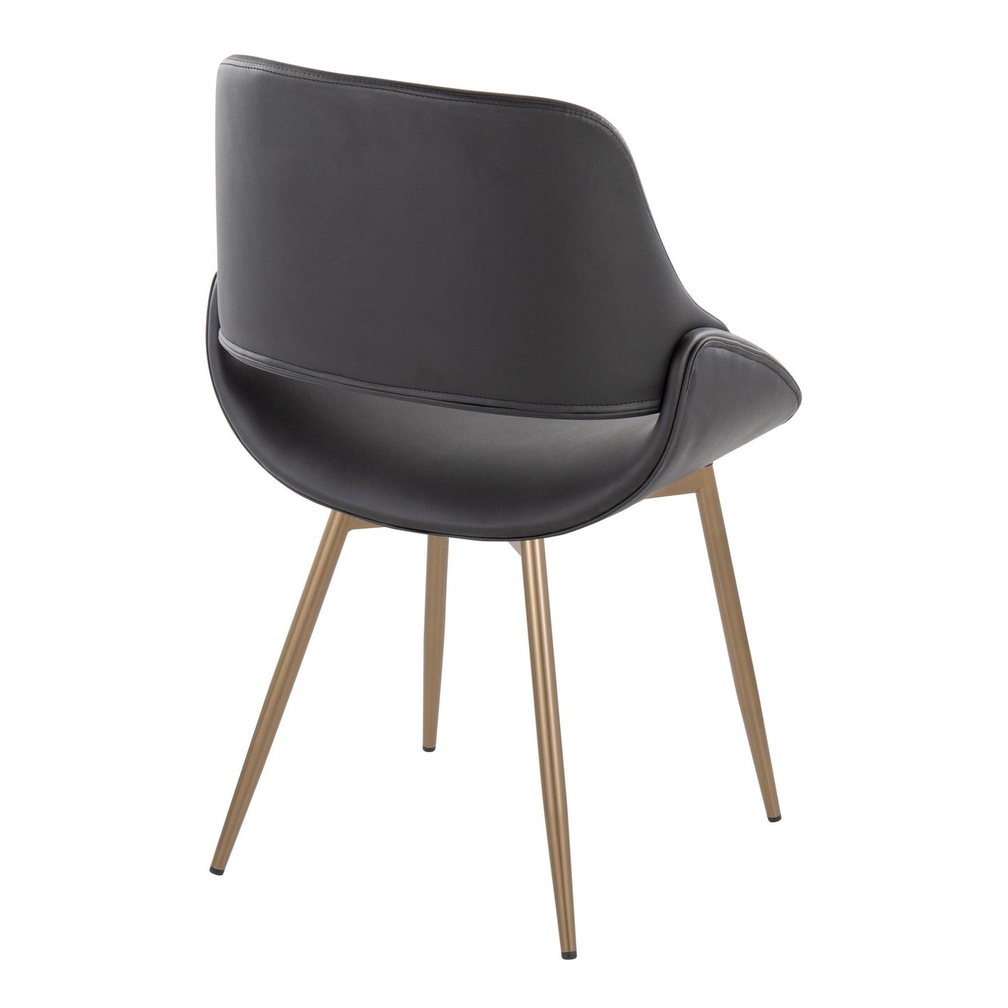 Mid-Century Modern Accent/Dining Chair in Black Metal and Cream Faux Leather by Majestic Office Furniture - Set of 2