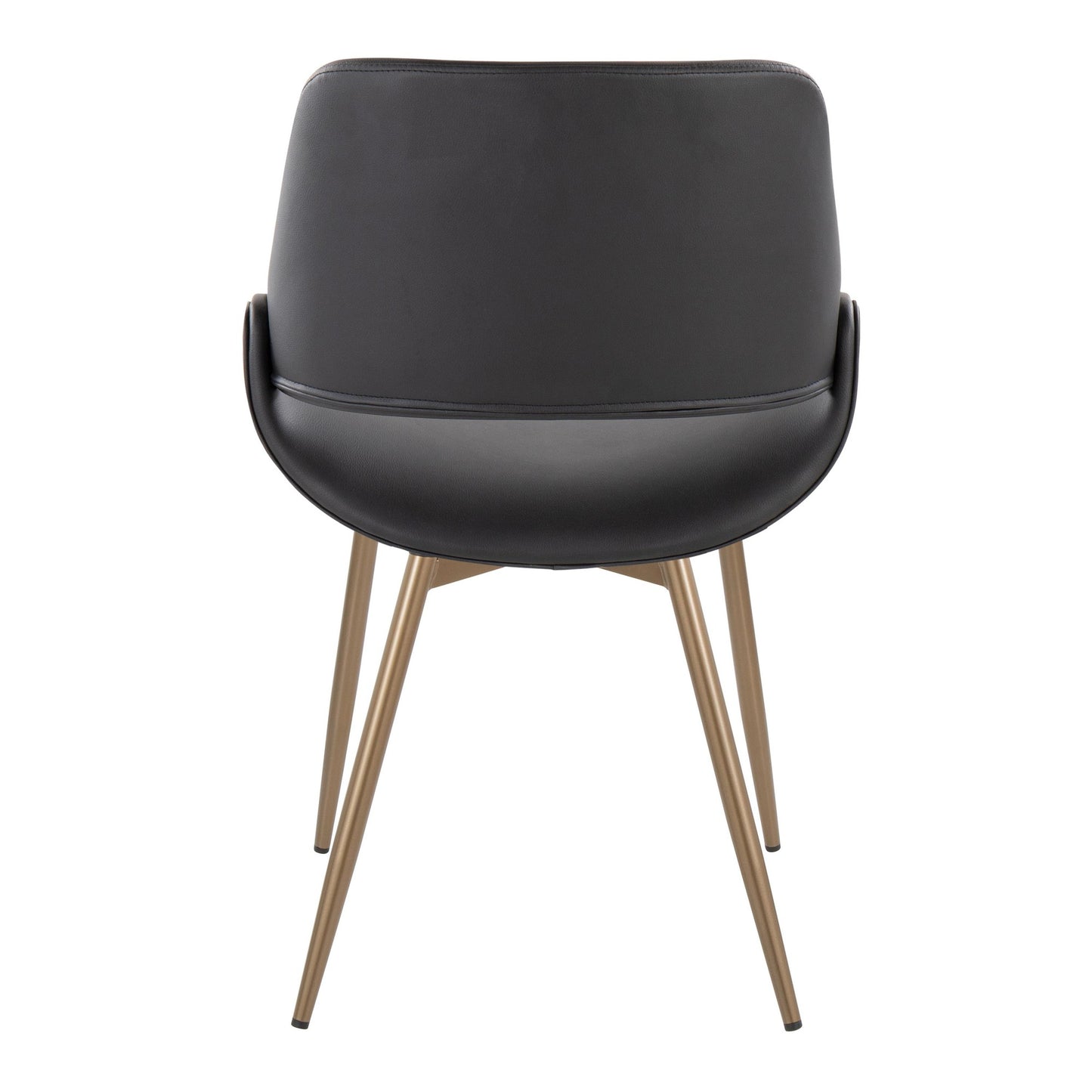 Mid-Century Modern Accent/Dining Chair in Black Metal and Cream Faux Leather by Majestic Office Furniture - Set of 2