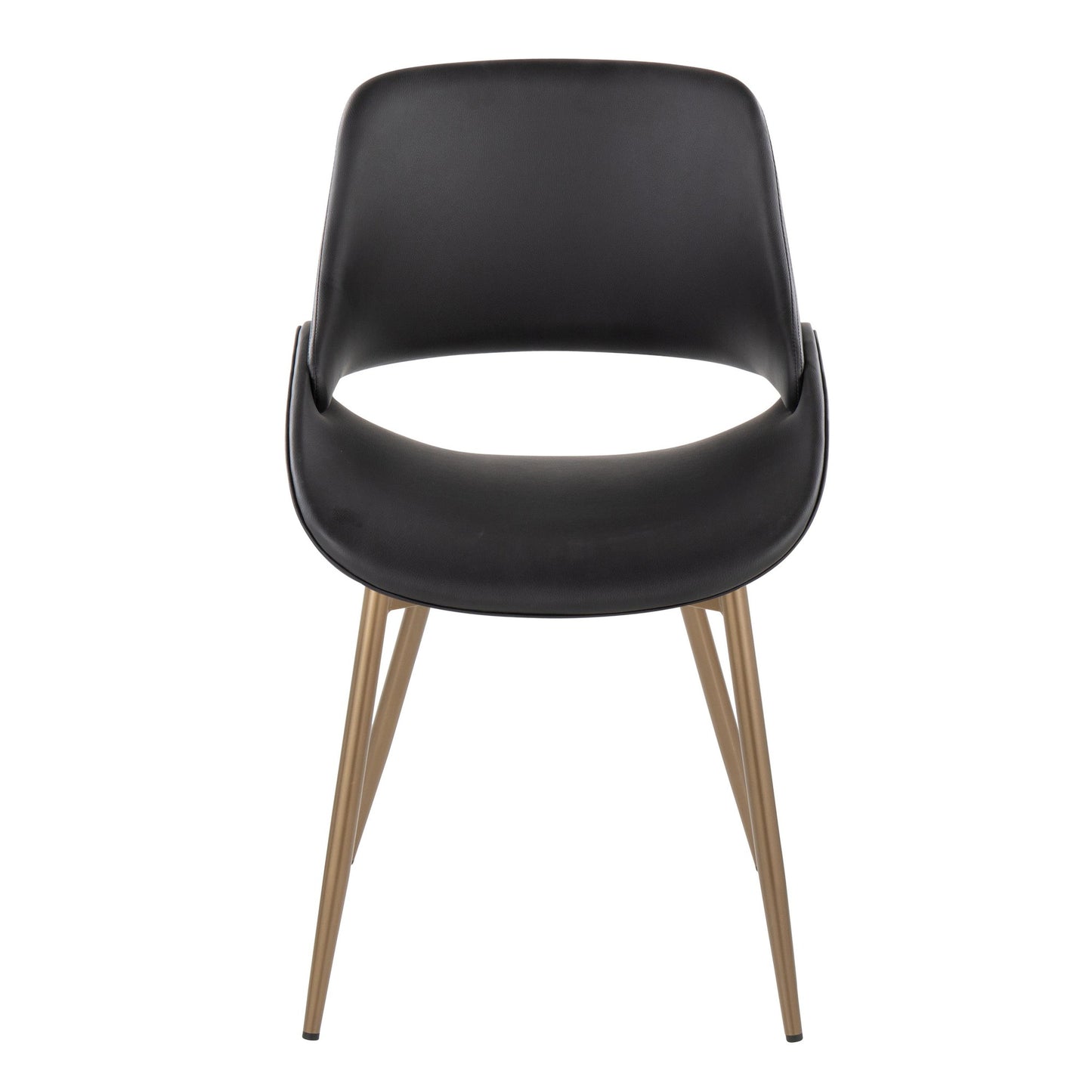 Mid-Century Modern Accent/Dining Chair in Black Metal and Cream Faux Leather by Majestic Office Furniture - Set of 2