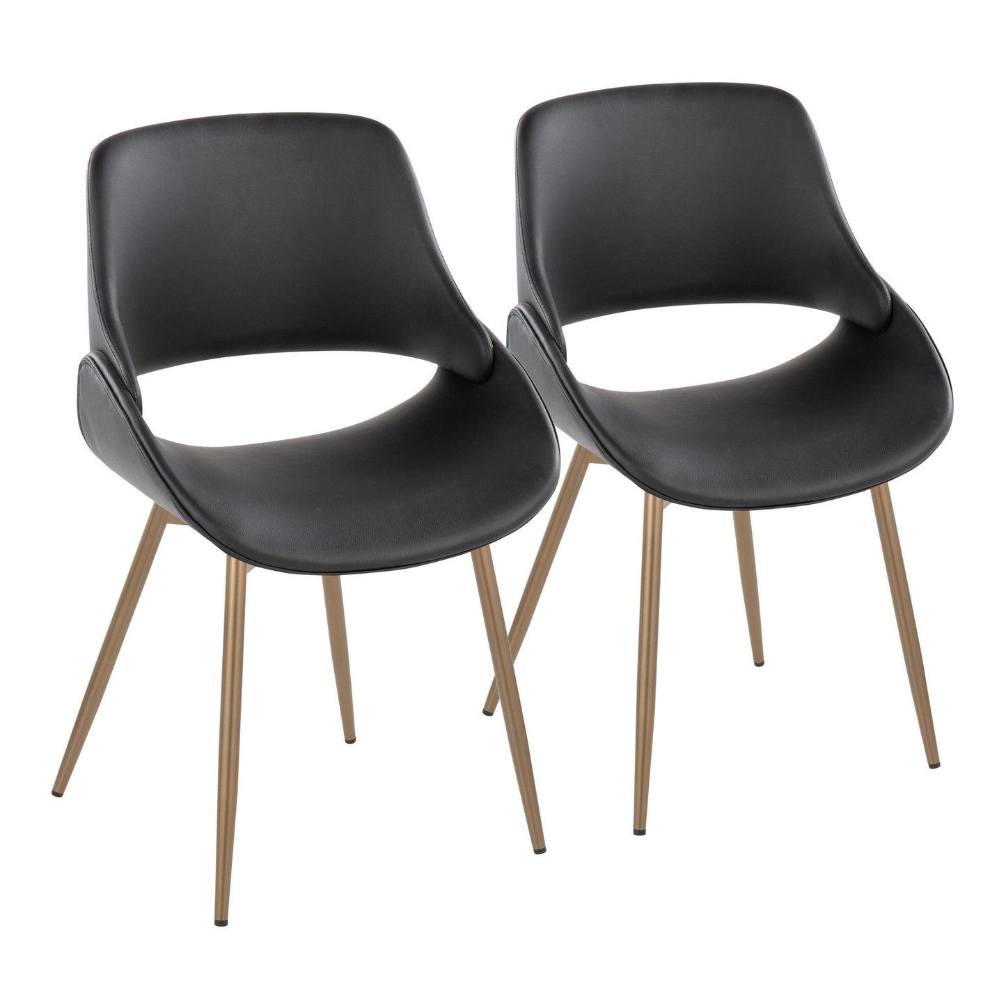 Mid-Century Modern Accent/Dining Chair in Black Metal and Cream Faux Leather by Majestic Office Furniture - Set of 2