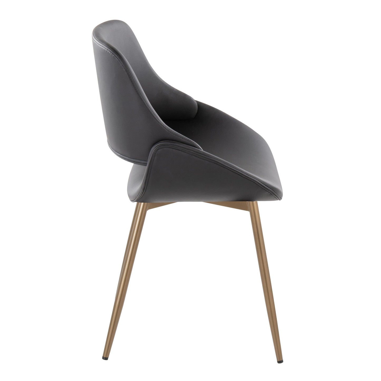 Mid-Century Modern Accent/Dining Chair in Black Metal and Cream Faux Leather by Majestic Office Furniture - Set of 2