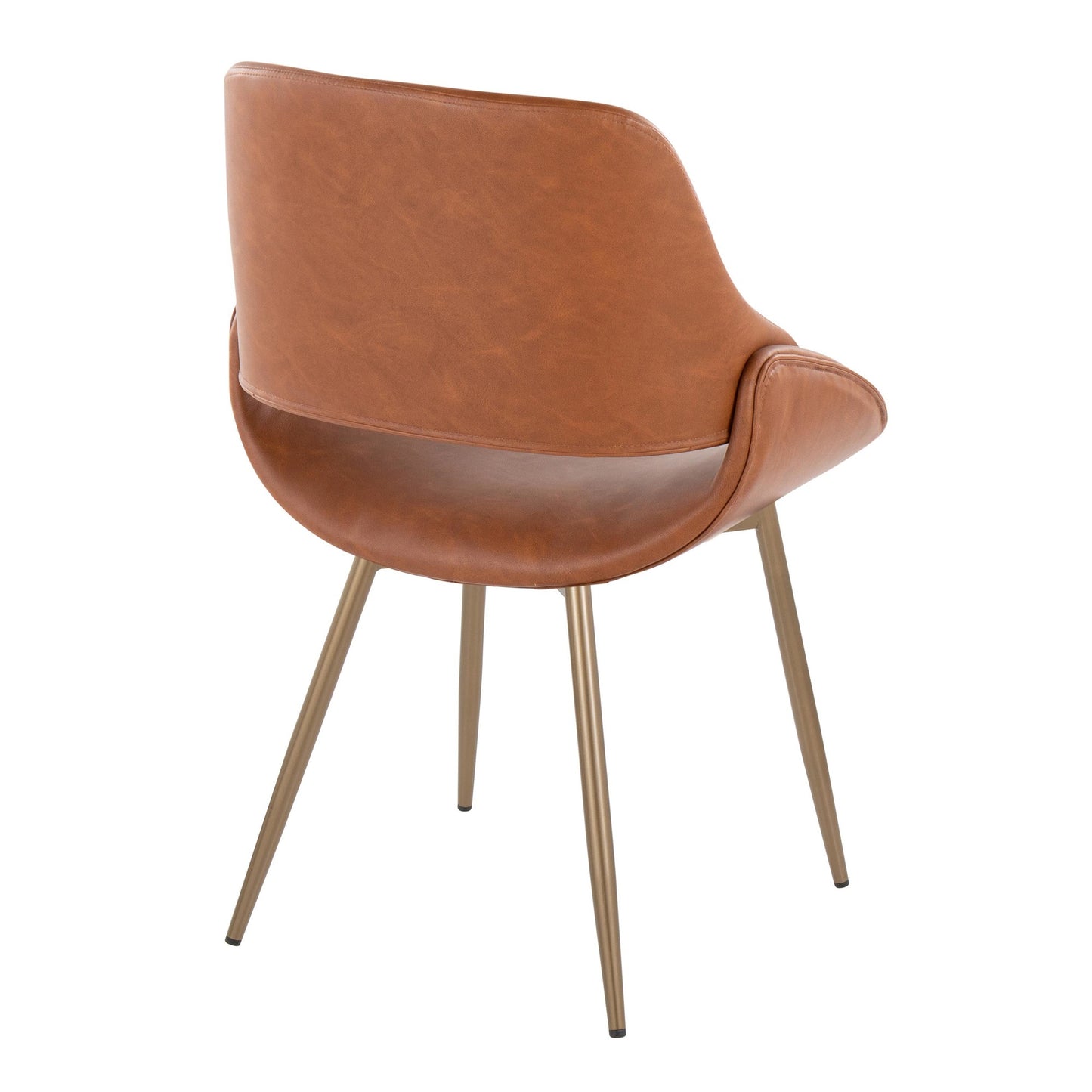Mid-Century Modern Accent/Dining Chair in Black Metal and Cream Faux Leather by Majestic Office Furniture - Set of 2