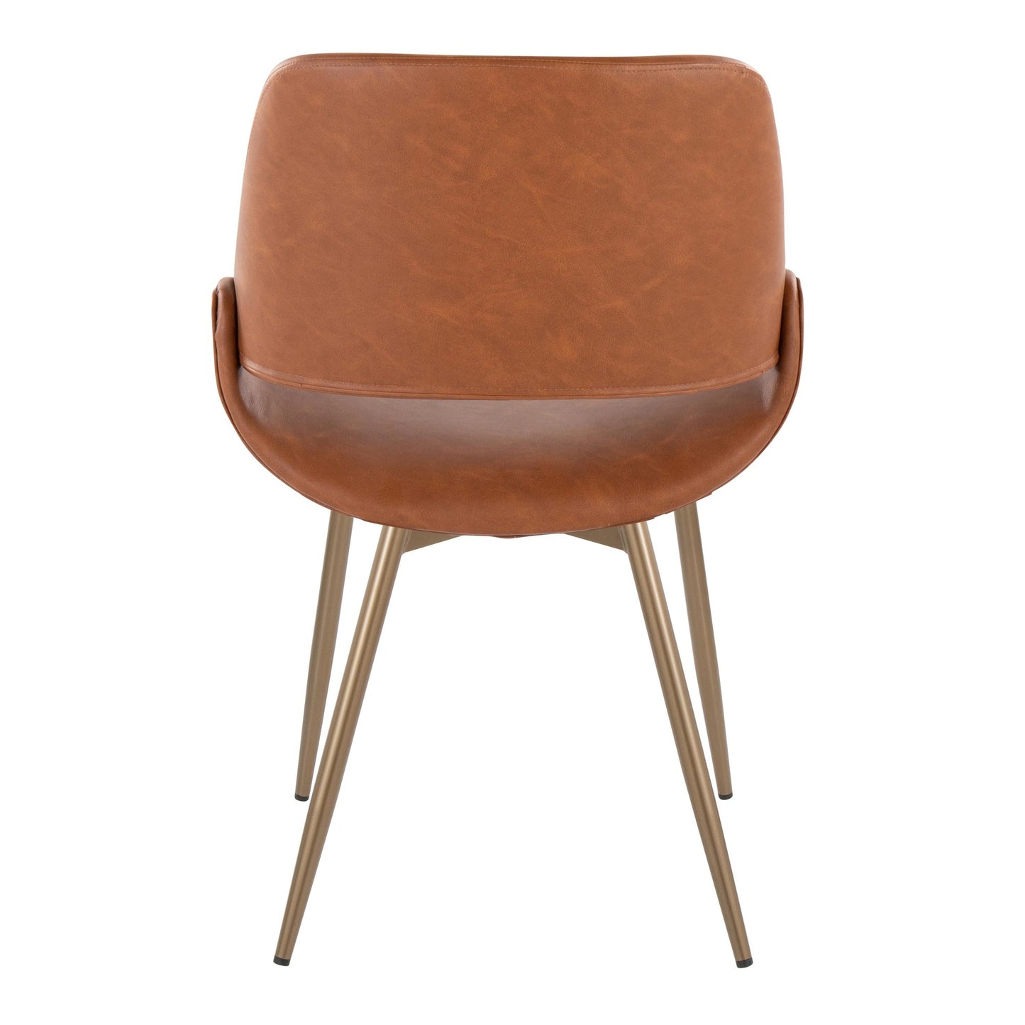 Mid-Century Modern Accent/Dining Chair in Black Metal and Cream Faux Leather by Majestic Office Furniture - Set of 2