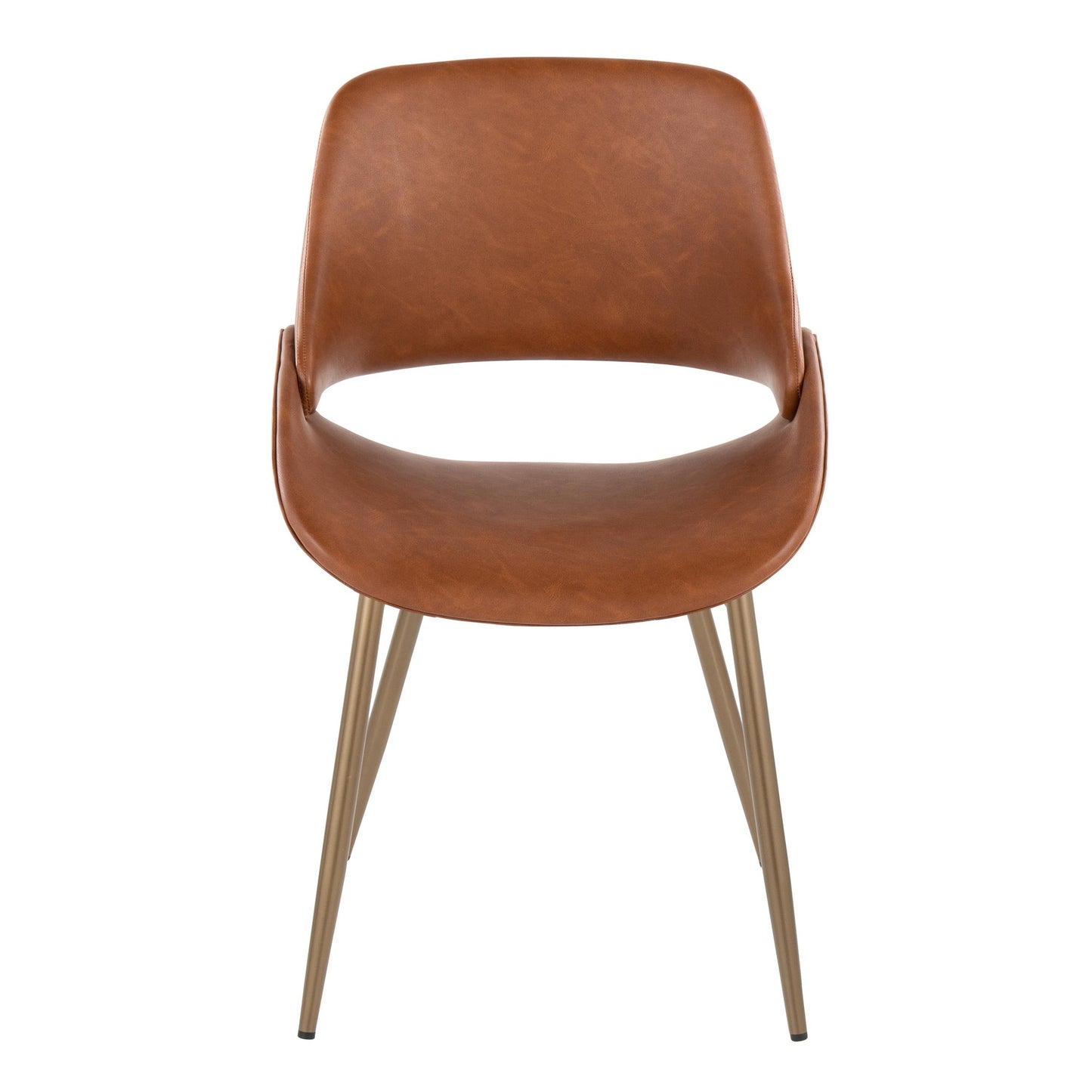 Mid-Century Modern Accent/Dining Chair in Black Metal and Cream Faux Leather by Majestic Office Furniture - Set of 2
