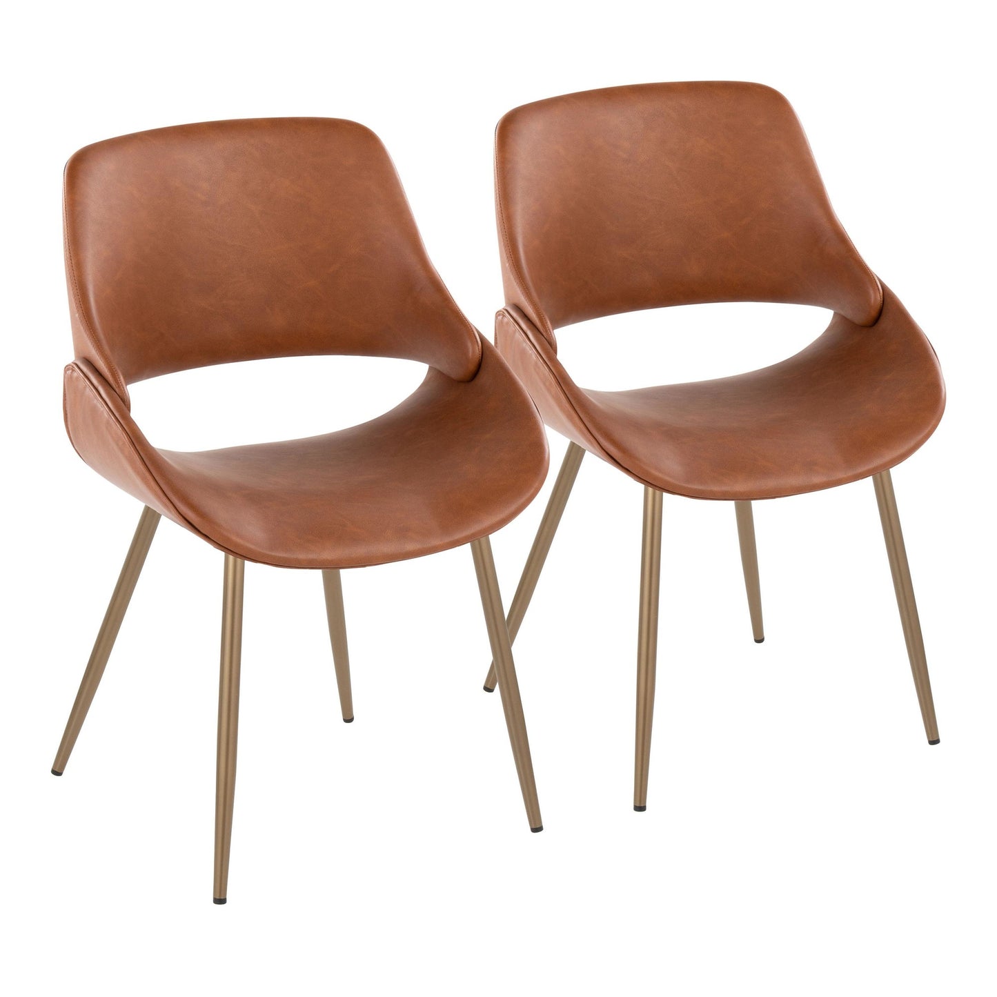Mid-Century Modern Accent/Dining Chair in Black Metal and Cream Faux Leather by Majestic Office Furniture - Set of 2