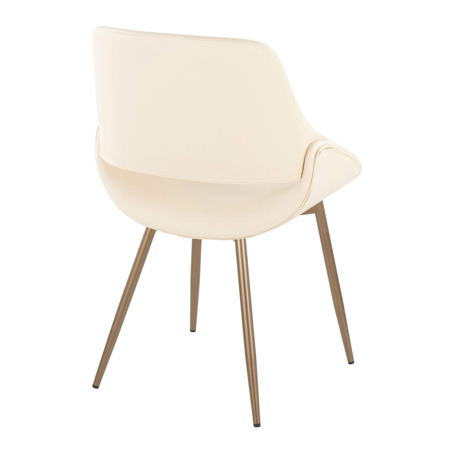 Mid-Century Modern Accent/Dining Chair in Black Metal and Cream Faux Leather by Majestic Office Furniture - Set of 2