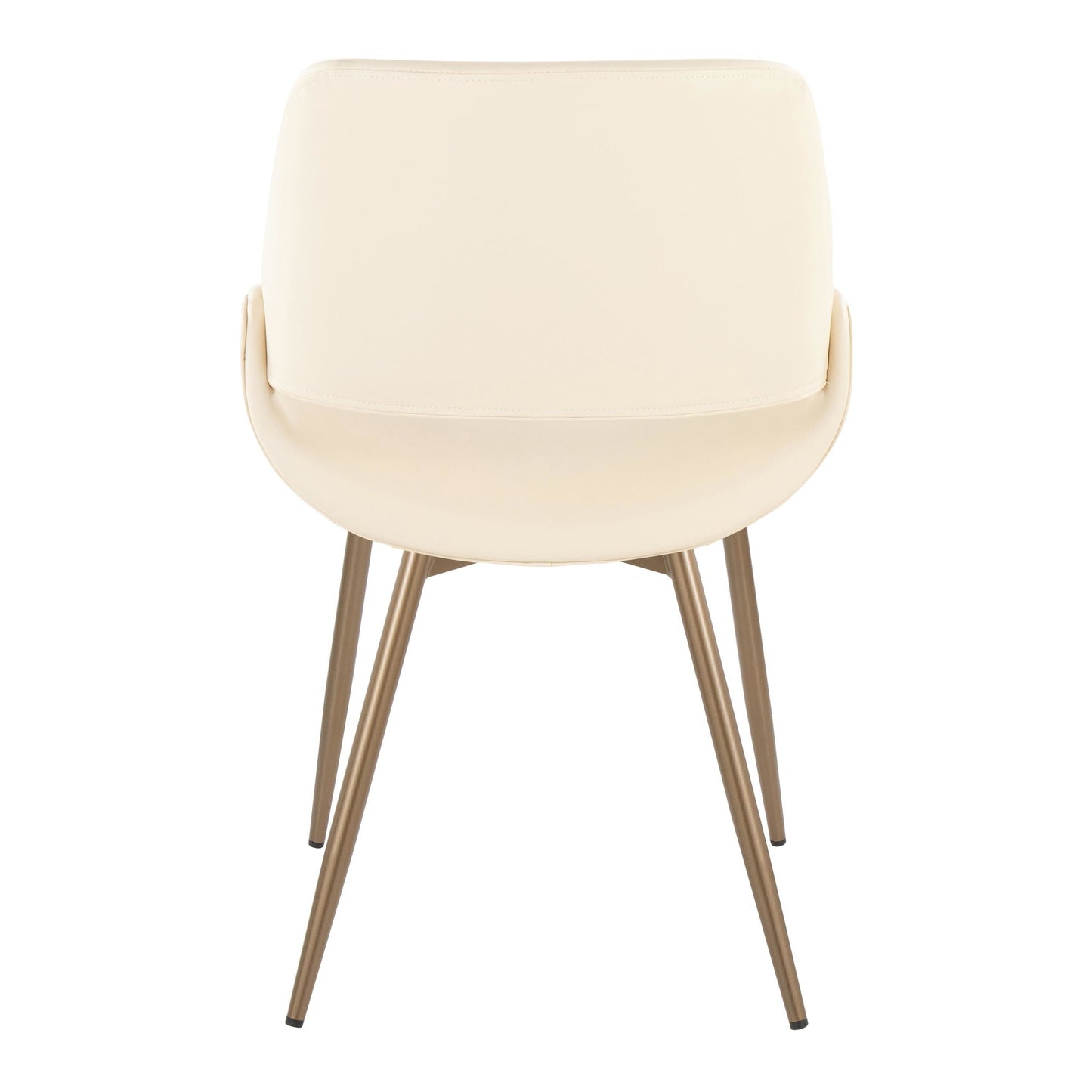 Mid-Century Modern Accent/Dining Chair in Black Metal and Cream Faux Leather by Majestic Office Furniture - Set of 2