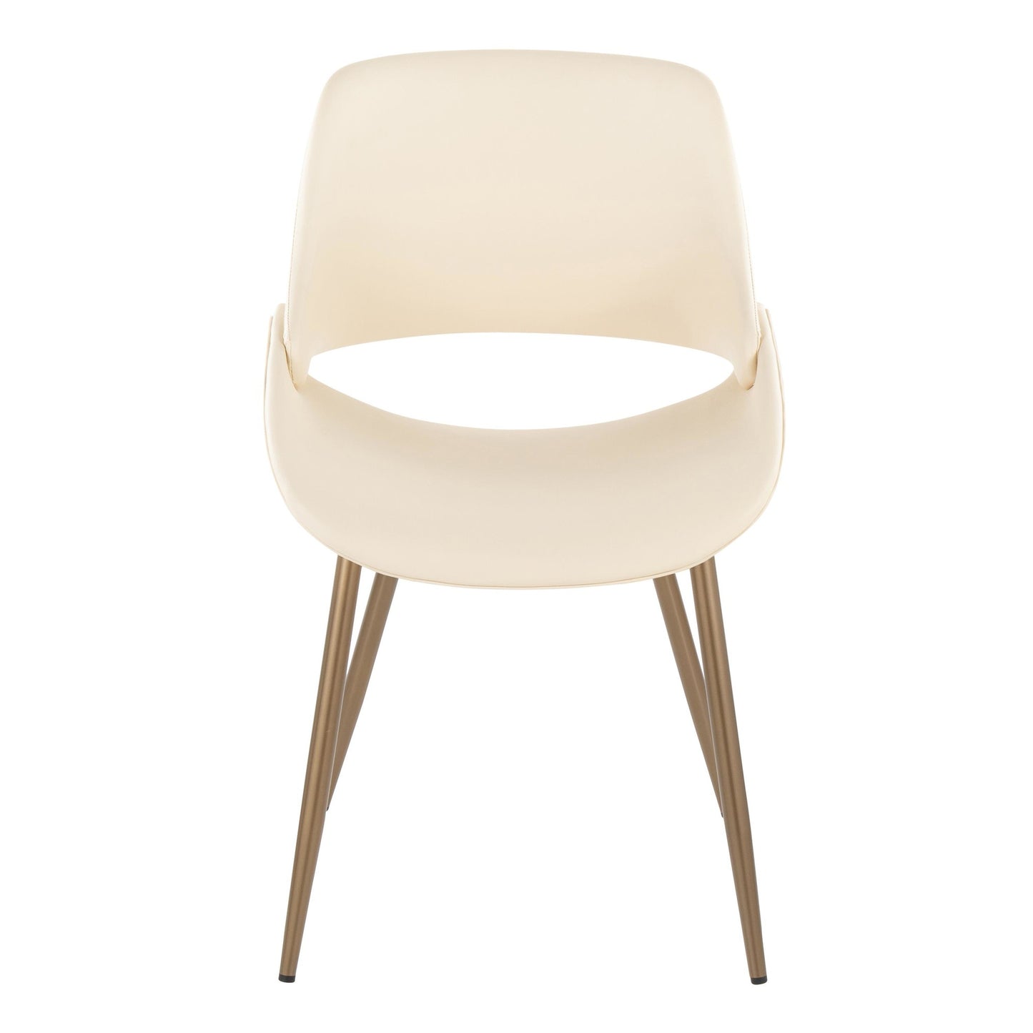 Mid-Century Modern Accent/Dining Chair in Black Metal and Cream Faux Leather by Majestic Office Furniture - Set of 2