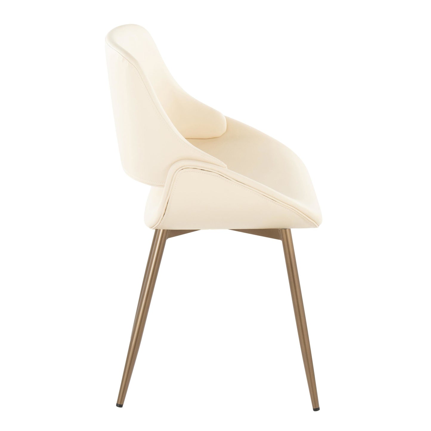 Mid-Century Modern Accent/Dining Chair in Black Metal and Cream Faux Leather by Majestic Office Furniture - Set of 2