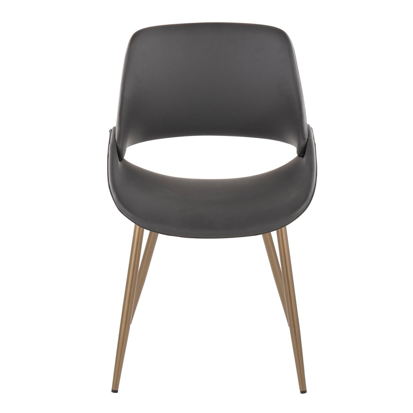Mid-Century Modern Accent/Dining Chair in Black Metal and Cream Faux Leather by Majestic Office Furniture - Set of 2