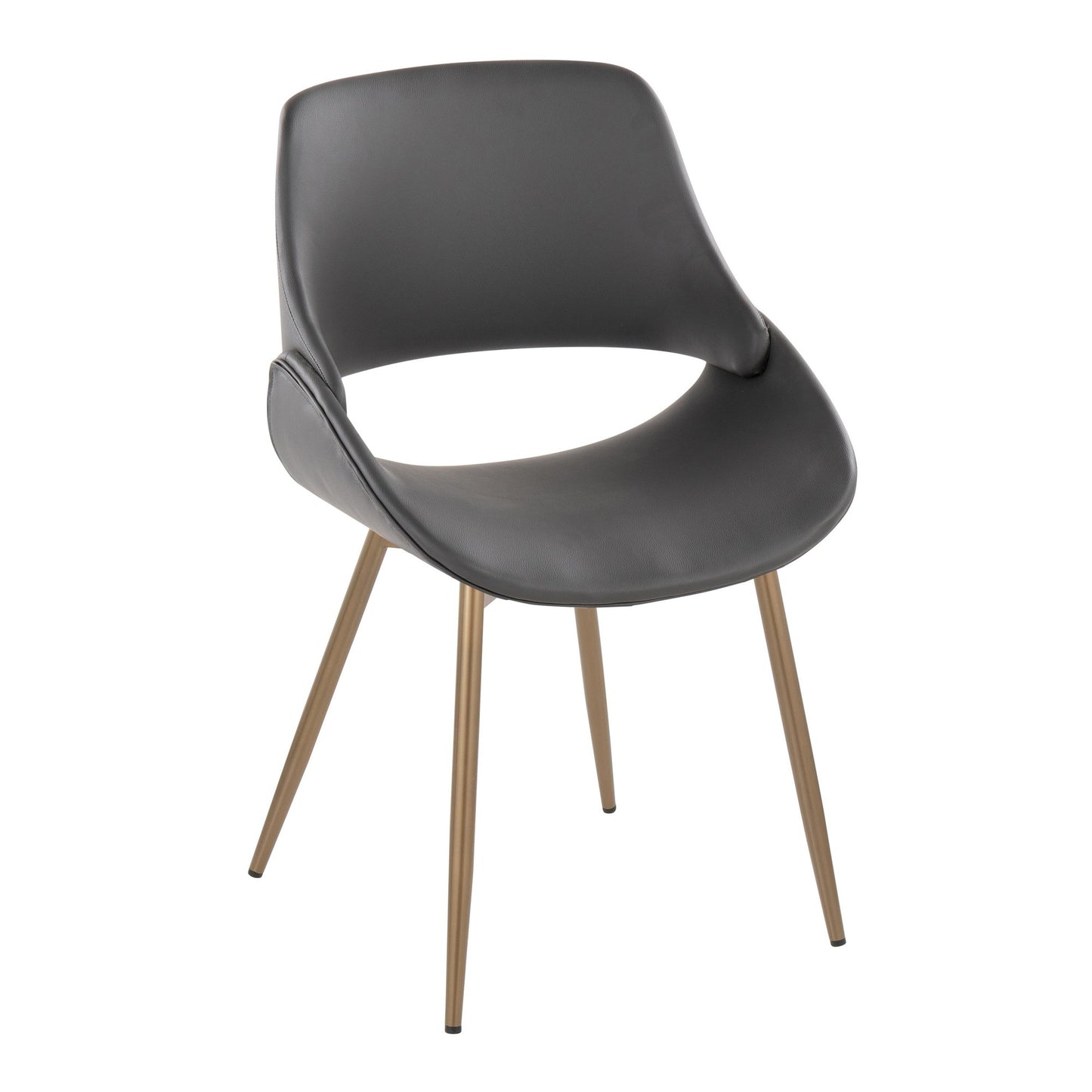Mid-Century Modern Accent/Dining Chair in Black Metal and Cream Faux Leather by Majestic Office Furniture - Set of 2