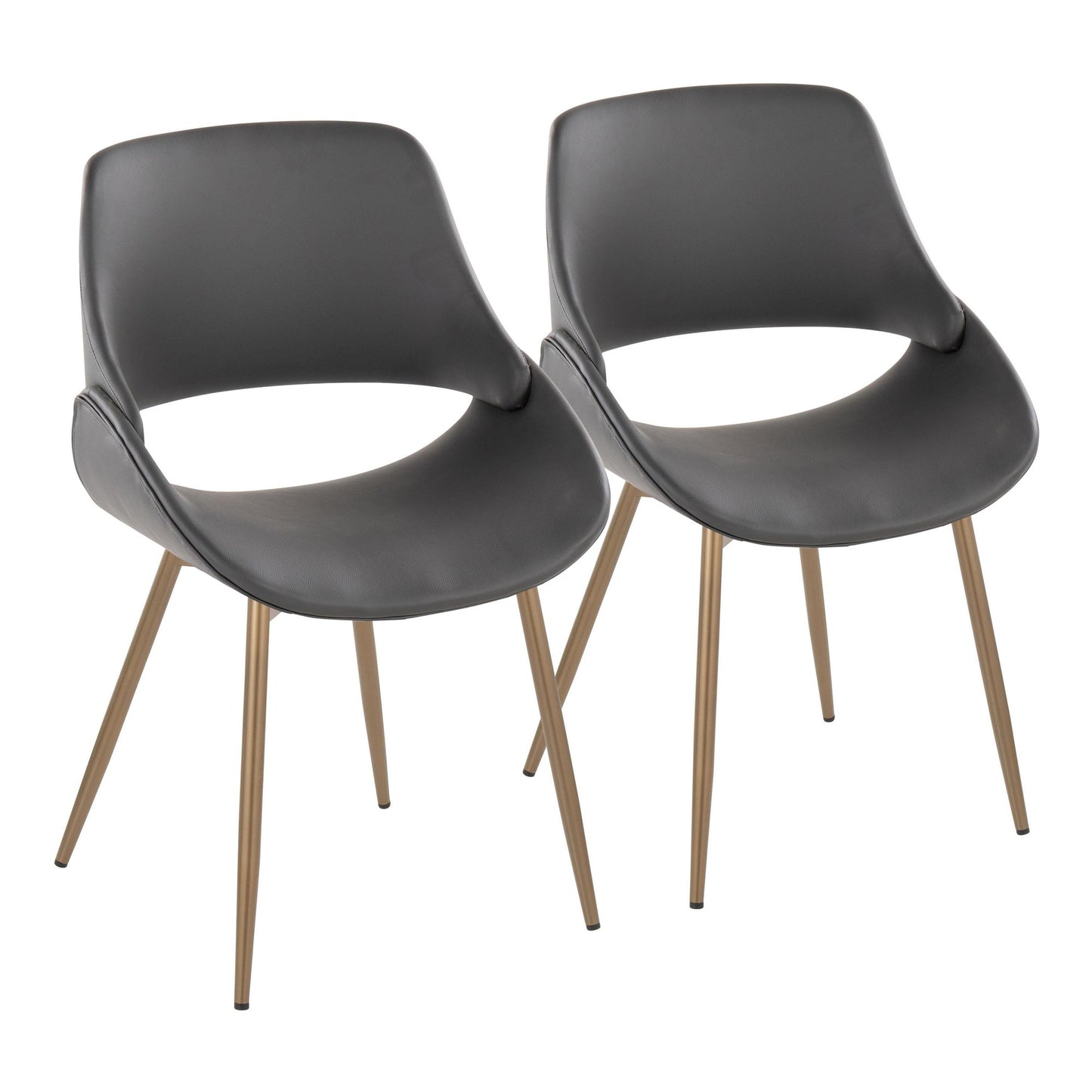 Mid-Century Modern Accent/Dining Chair in Black Metal and Cream Faux Leather by Majestic Office Furniture - Set of 2