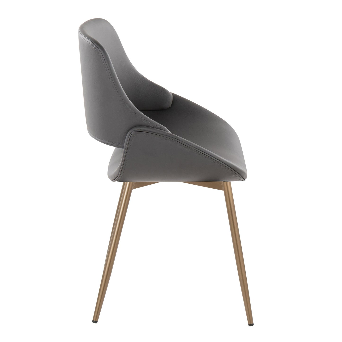 Mid-Century Modern Accent/Dining Chair in Black Metal and Cream Faux Leather by Majestic Office Furniture - Set of 2