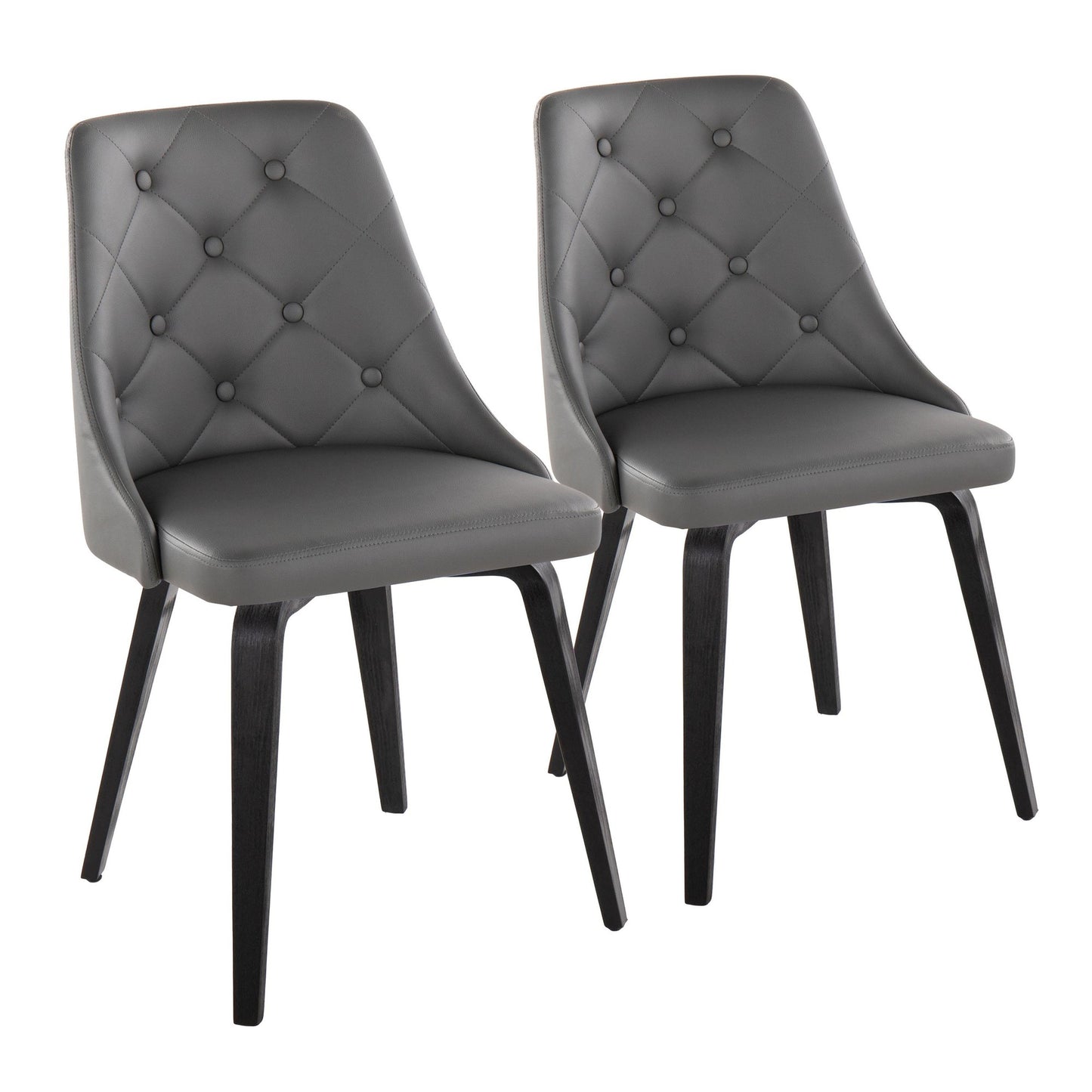 Majestic Office Furniture Contemporary Accent/Dining Chair in Black Wood and Black Faux Leather - Set of 2